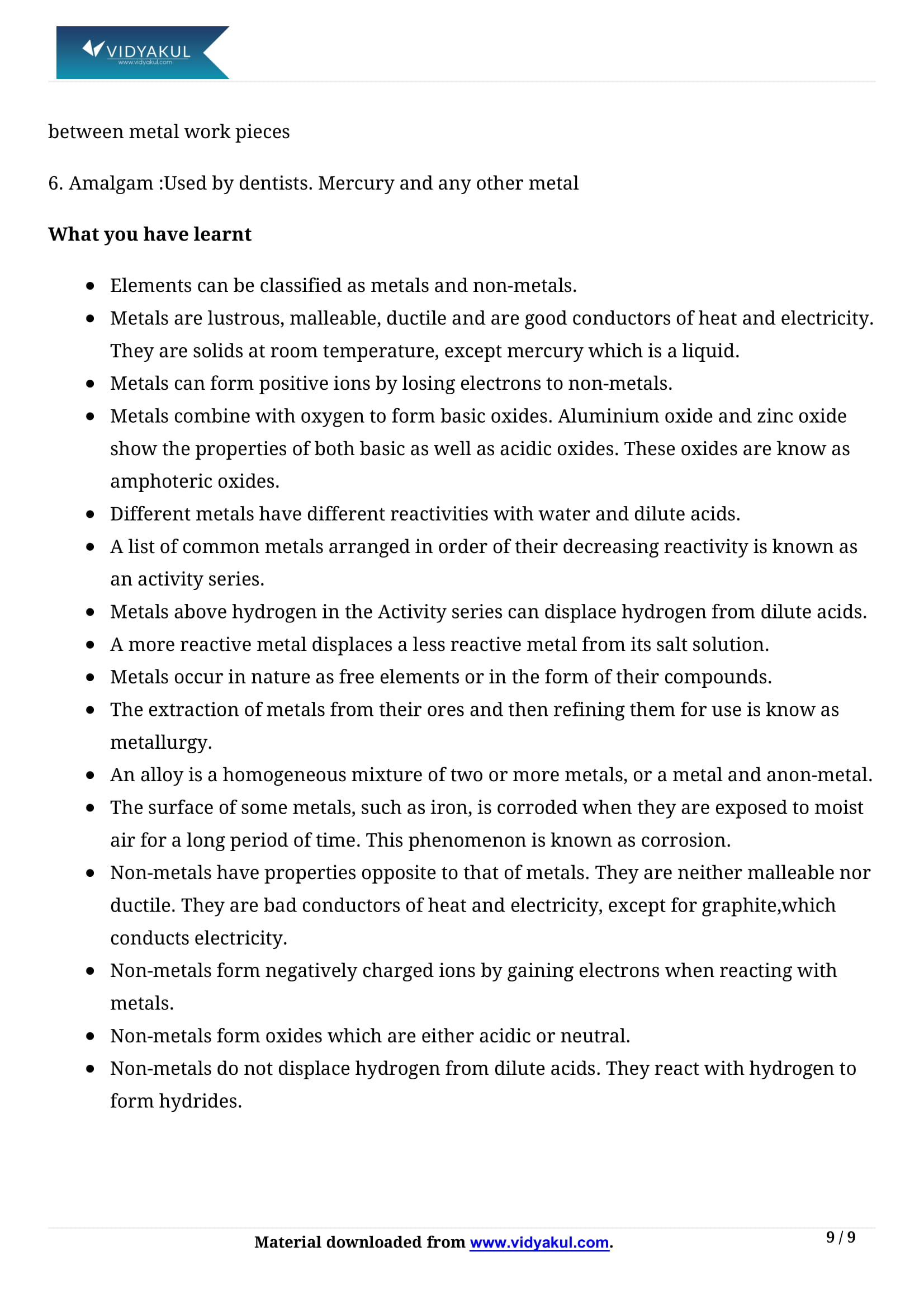 Class 10th Science Metals And Non Metals Ncert Notes Cbse 2023 Class 10th Science Metals And Non Metals Ncert Notes Cbse 2023