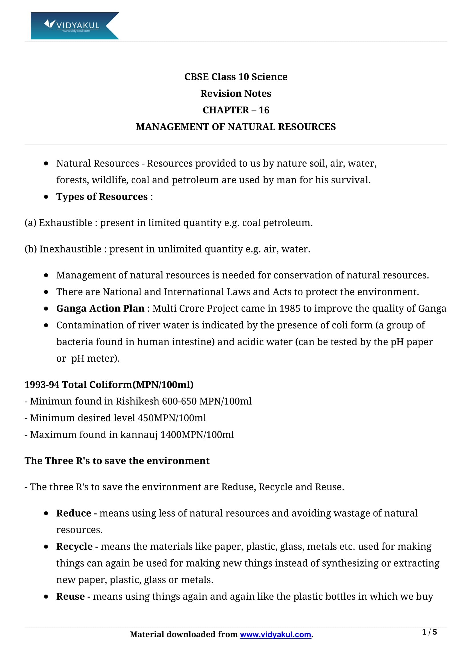 Management of Sources of Energy Class 10 Science Notes Part - 1