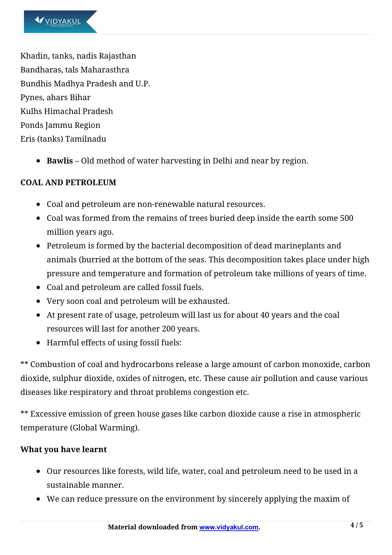 Management of Sources of Energy Class 10 Science Notes Part - 4