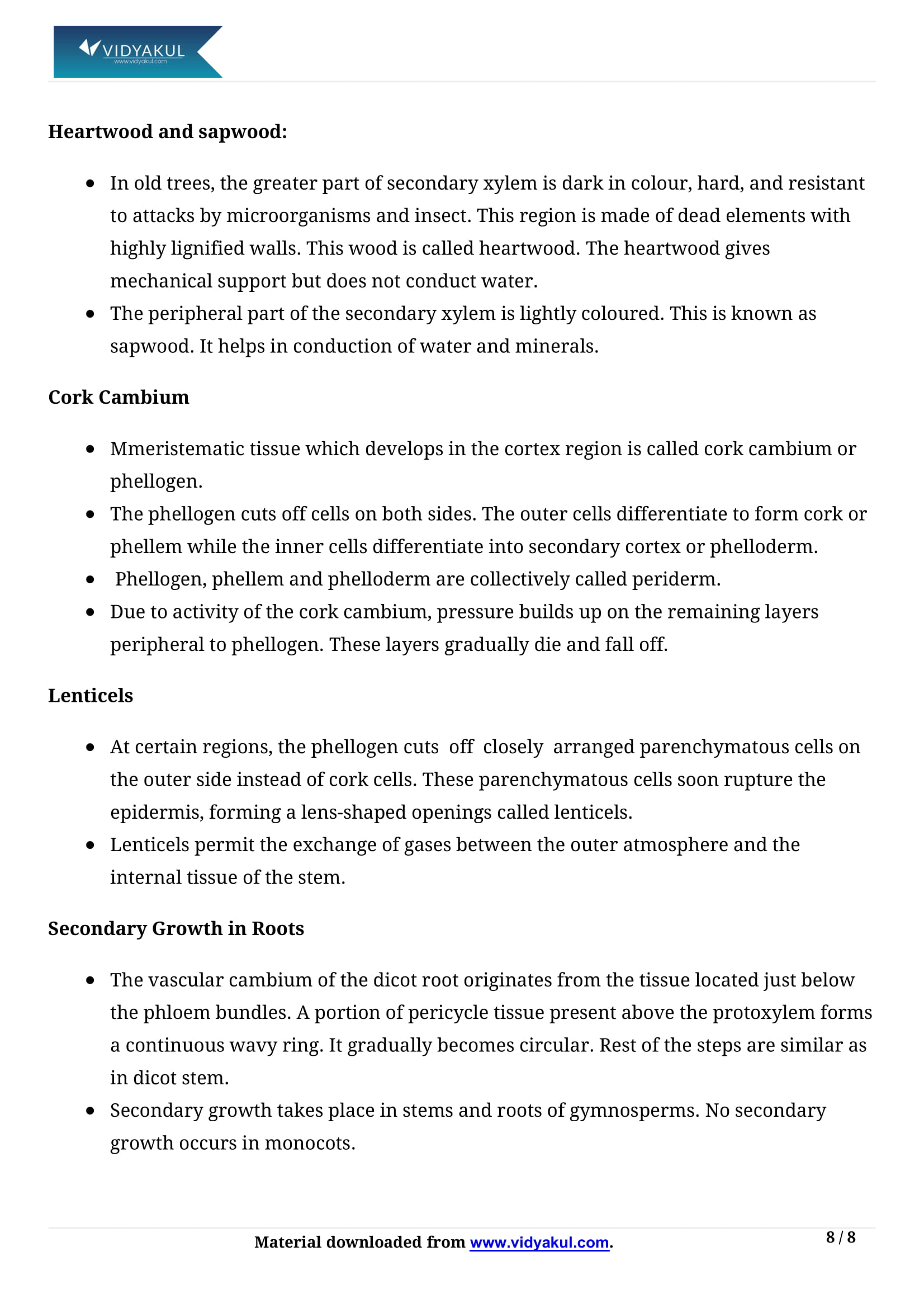 Anatomy of Flowering Plants Class 11 Biology Notes Part - 8