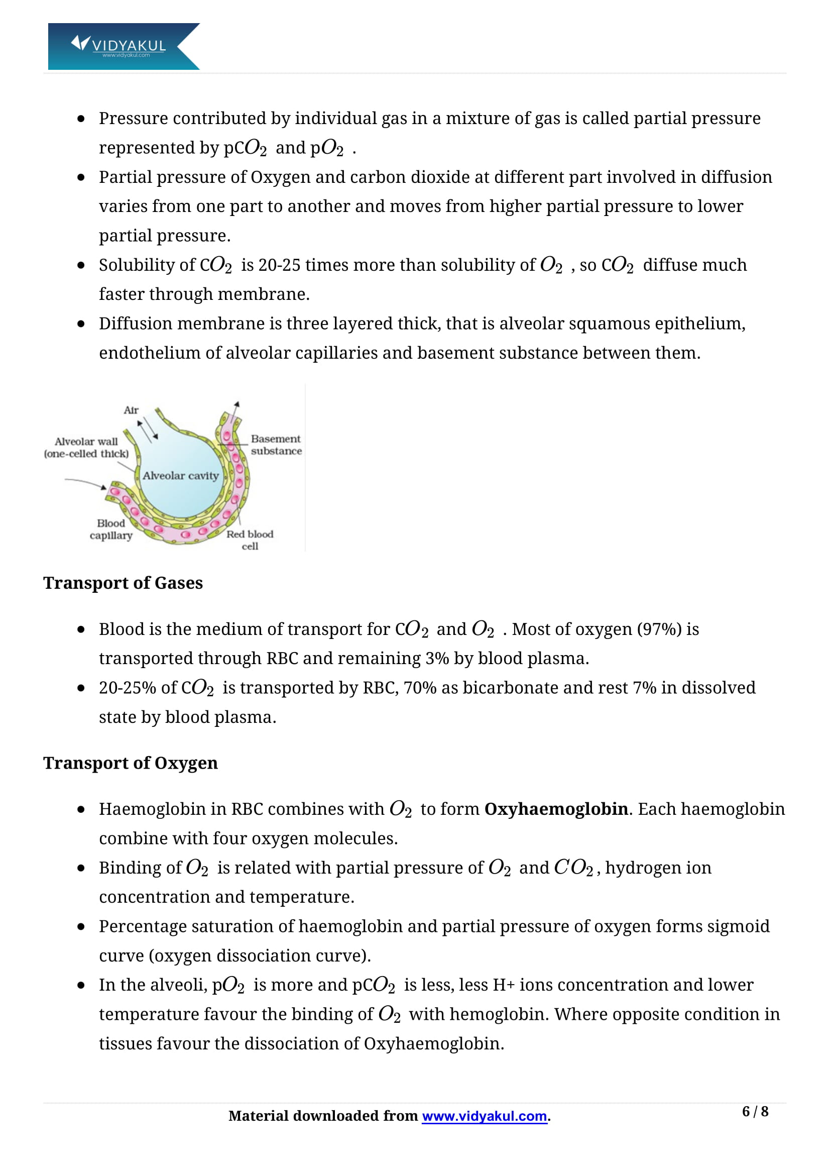 Breathing and Exchange of Gases Class 11 Biology Notes Part - 6