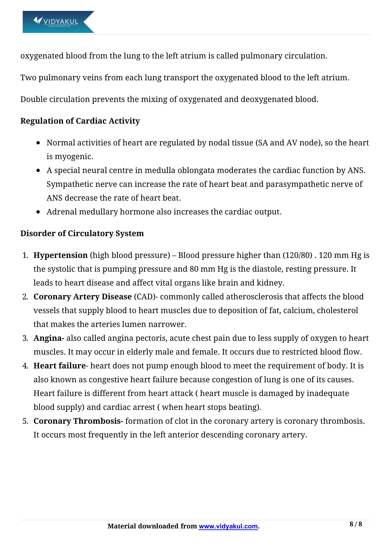 Body Fluids and Circulation Class 11 Biology Notes Part - 8