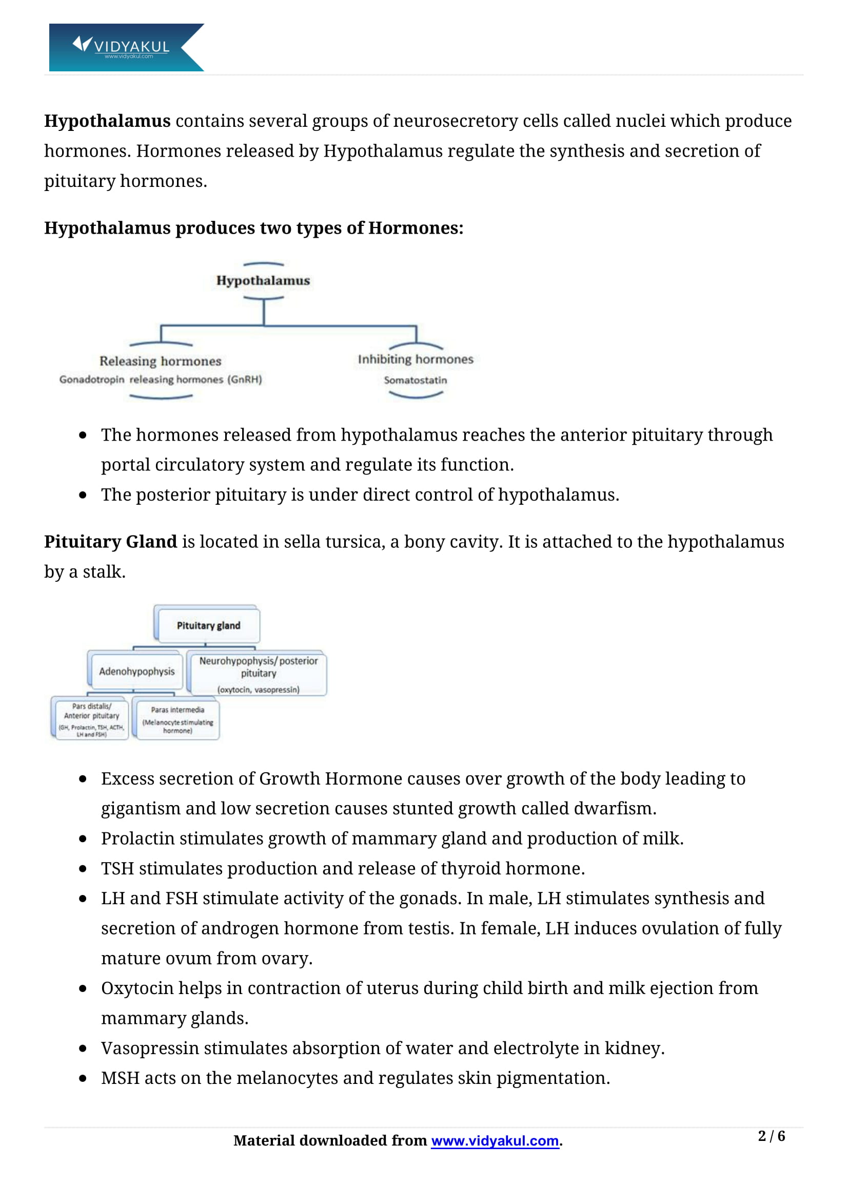 Chemical Coordination and integration Class 11 Biology Notes Part - 2