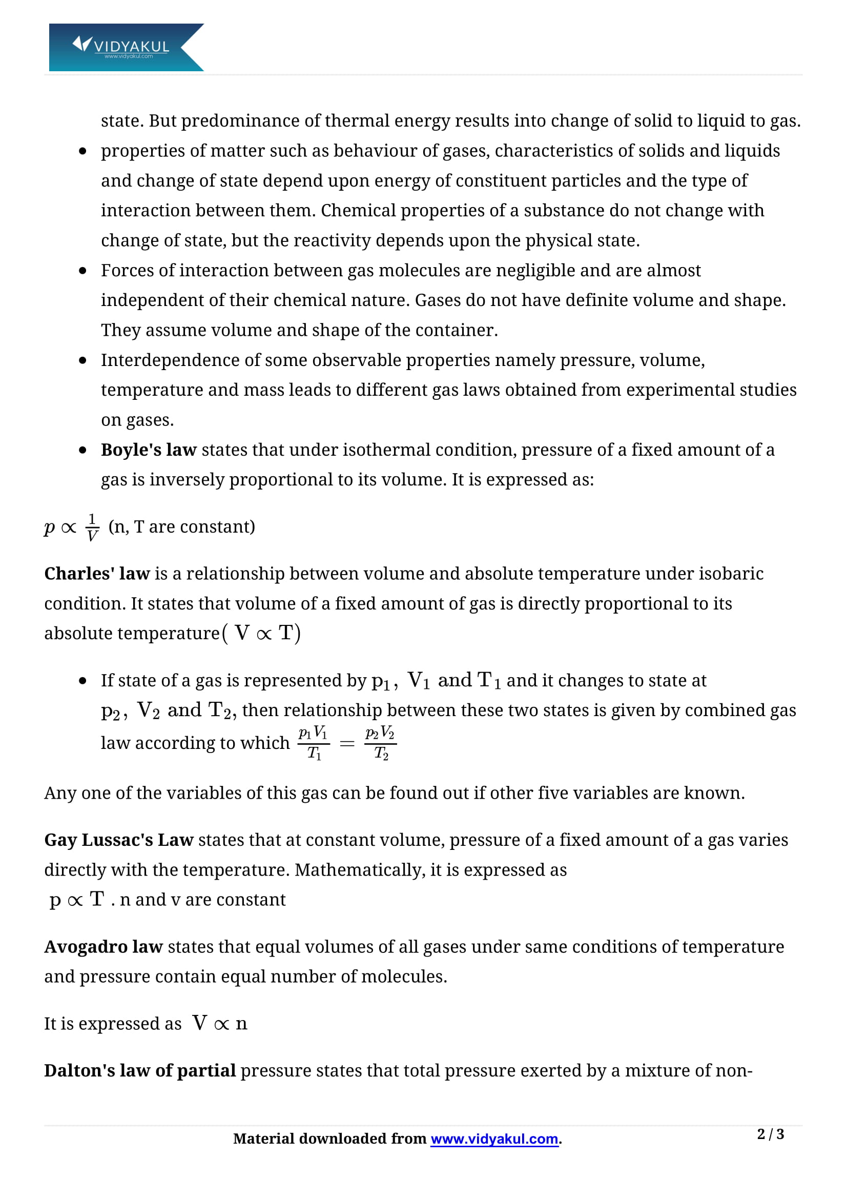 States of Matter Class 11 Chemistry Notes Part - 2