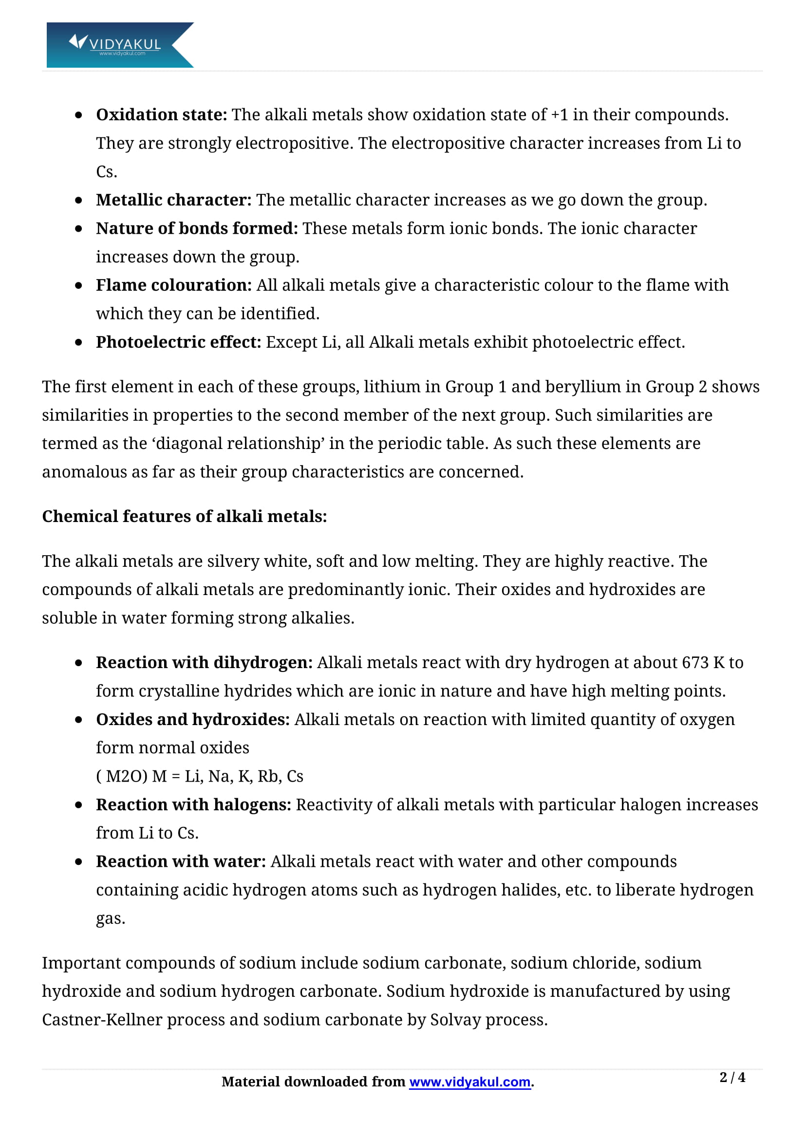 The s-Block Elements Class 11 Chemistry Notes Part - 2