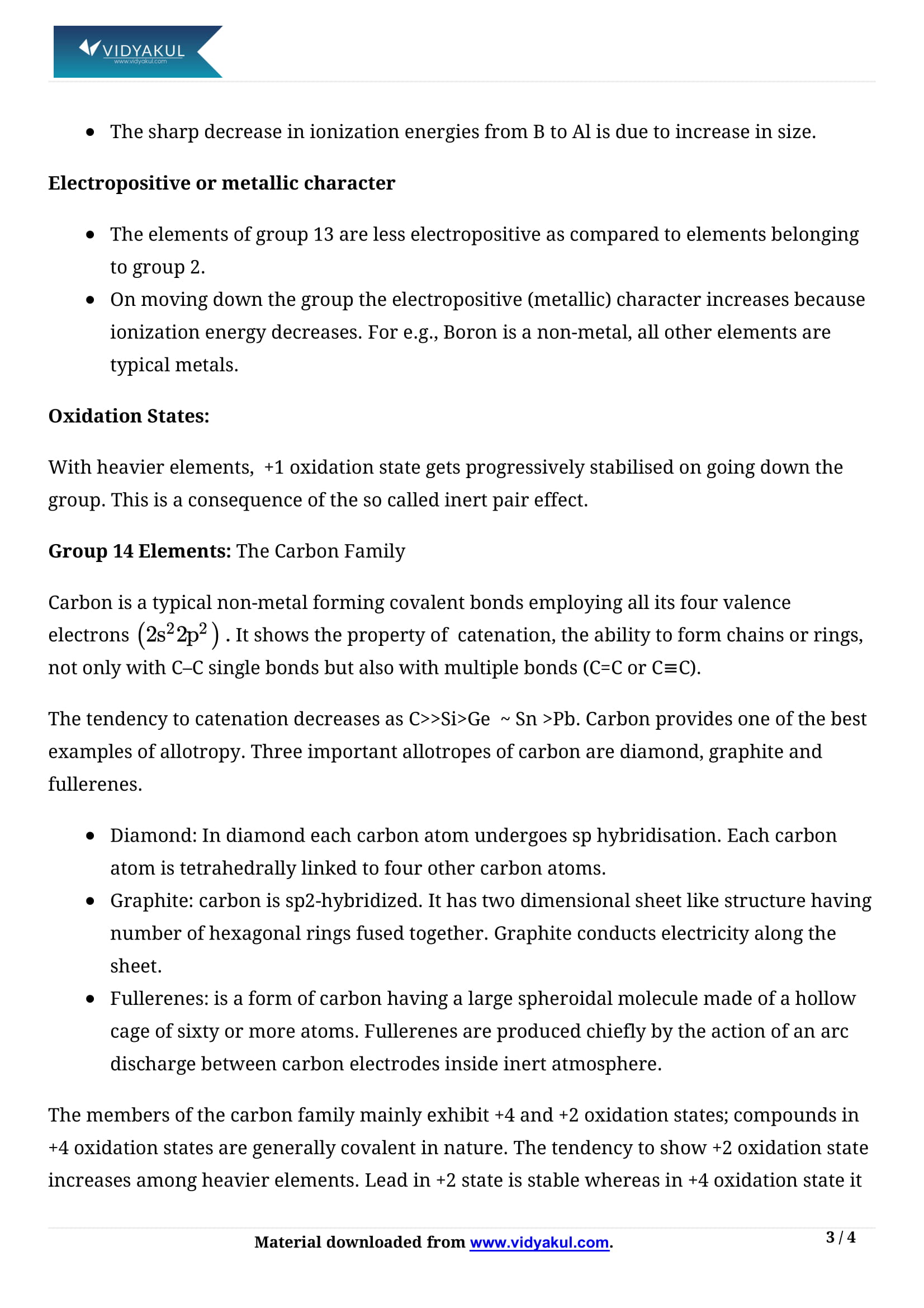 The p-Block Elements Class 11 Chemistry Notes Part - 3
