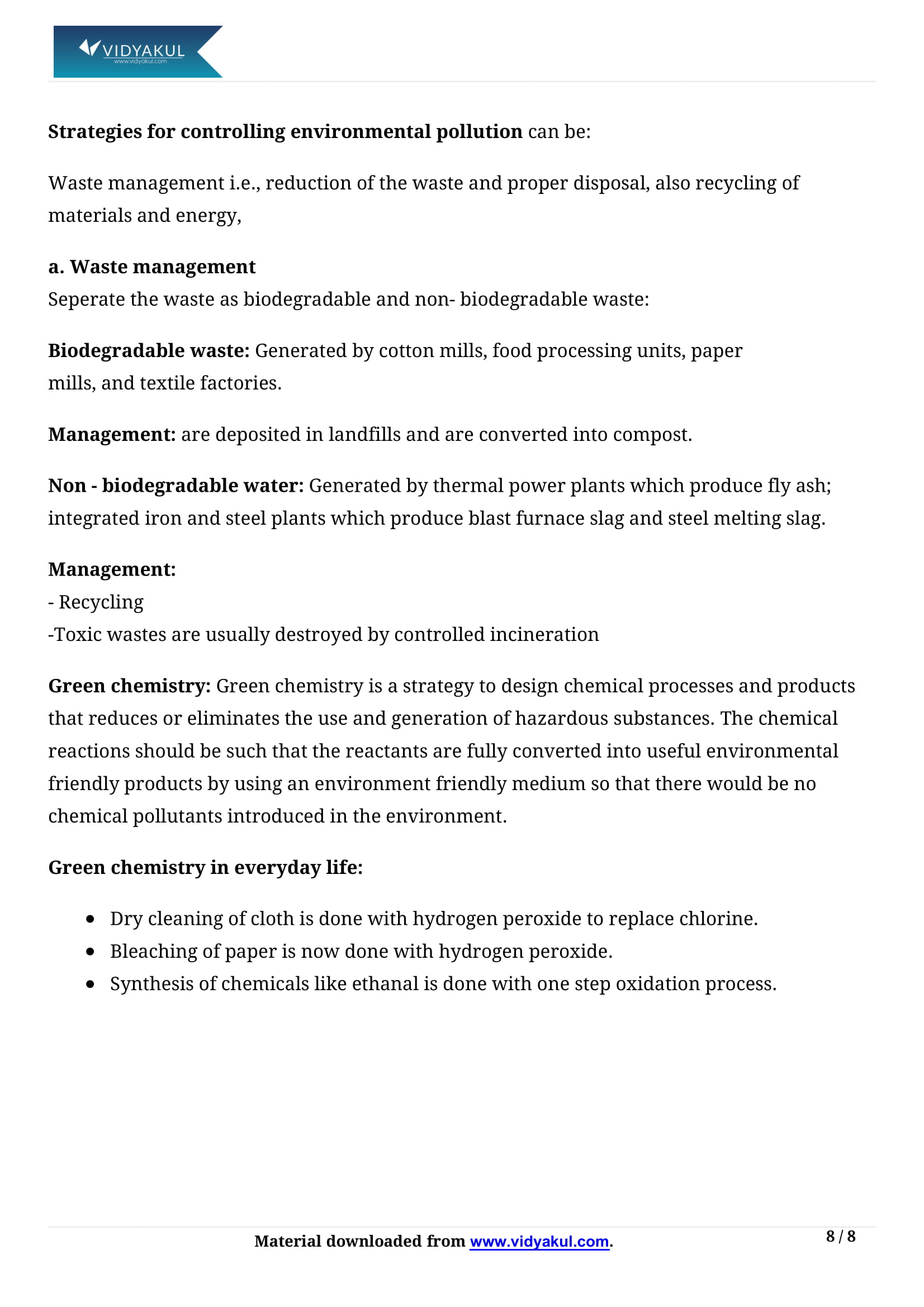 Environmental Chemistry Class 11 Chemistry Notes Part - 8