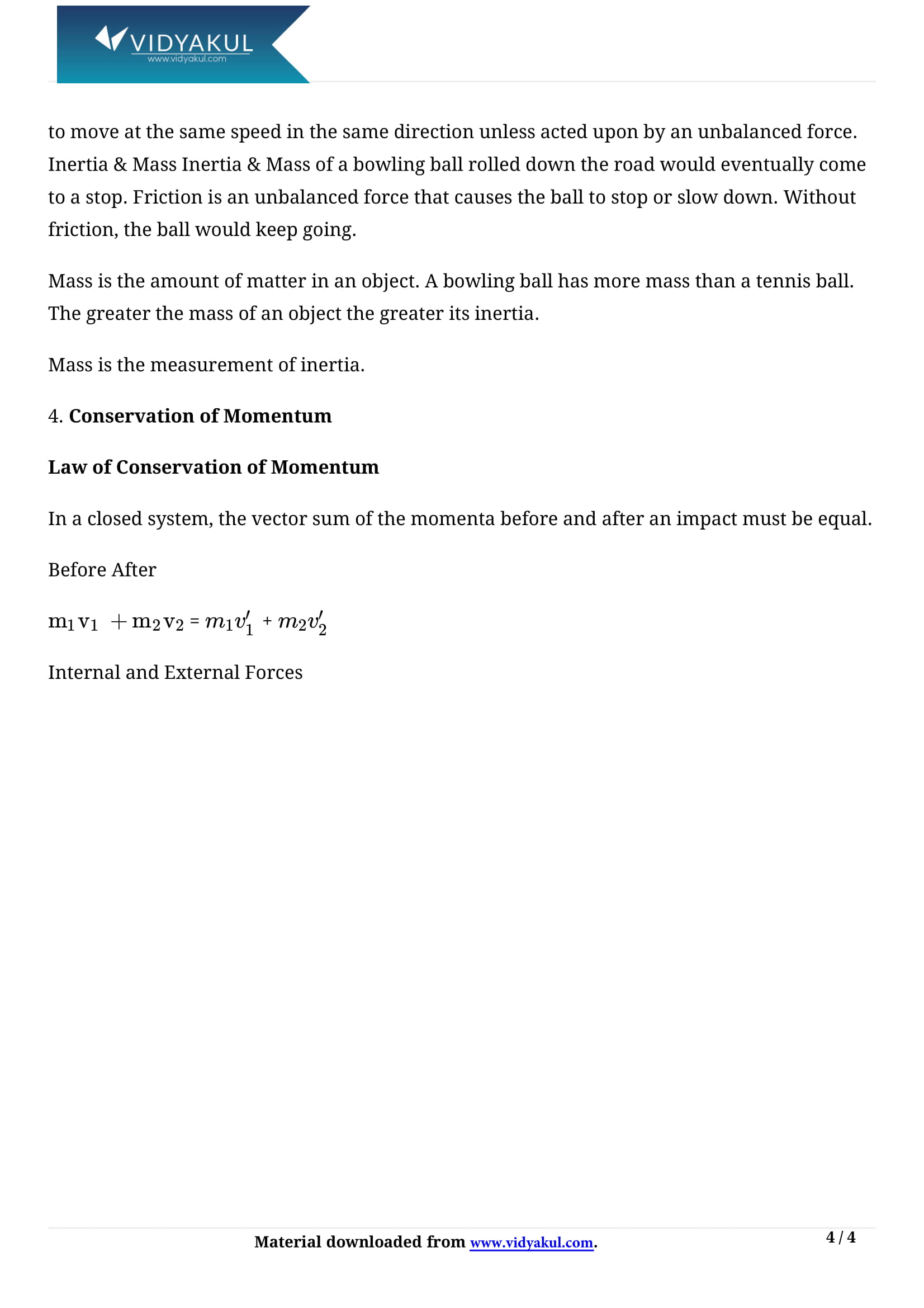 Force and Laws of Motion Class 9 Science Notes Part - 4