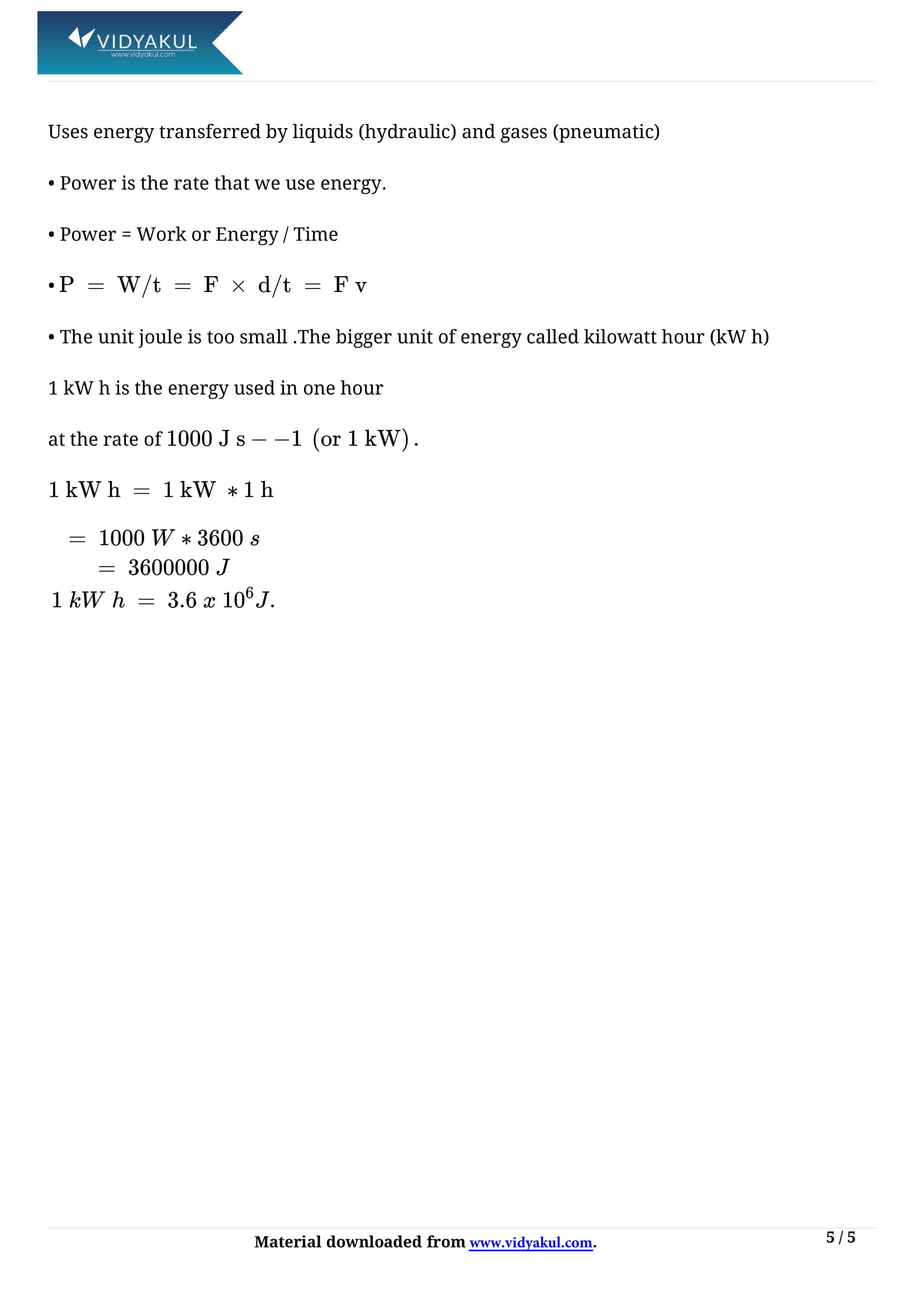 Work and Energy Class 9 Science Notes Part - 5