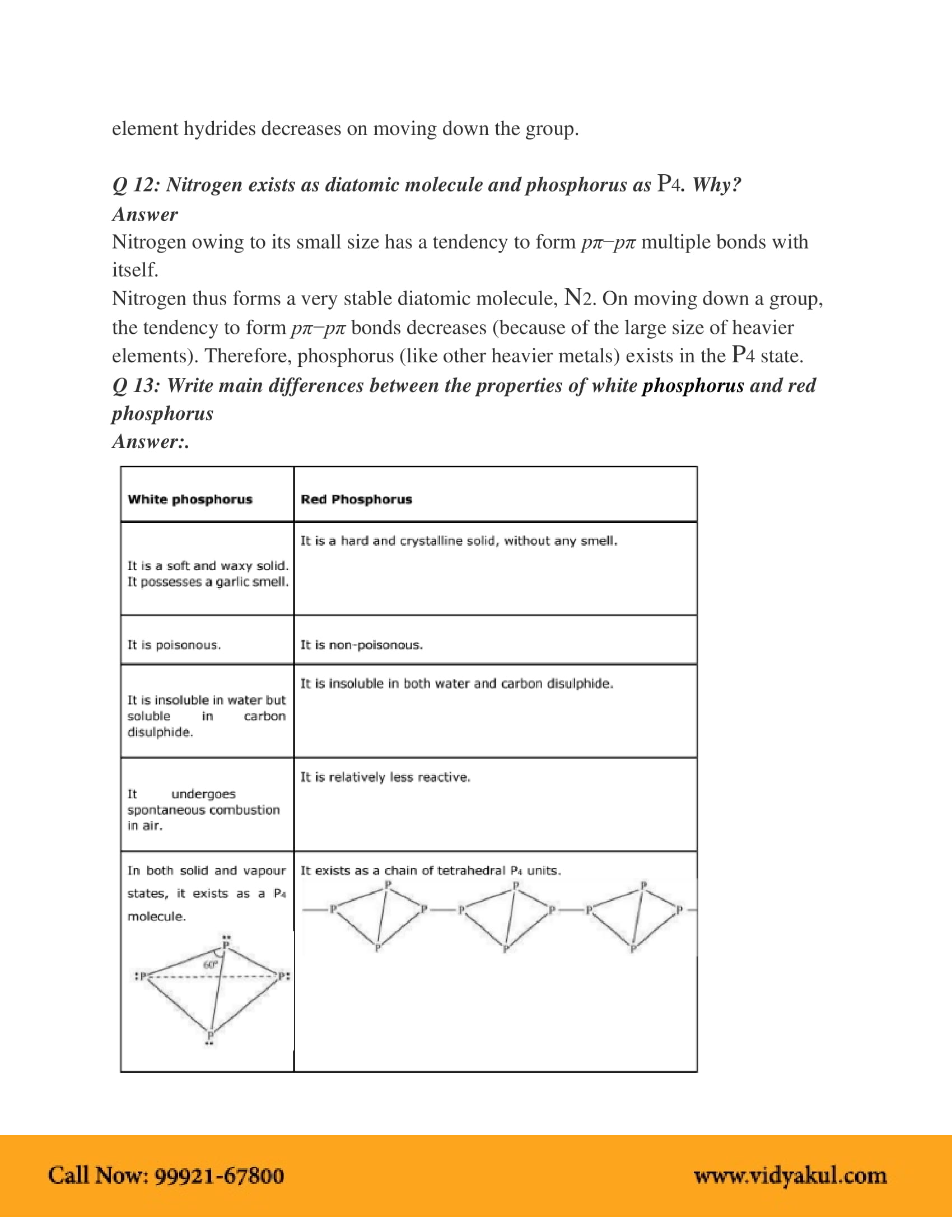 Class 12th Chemistry p-block-elements NCERT Notes CBSE 2023