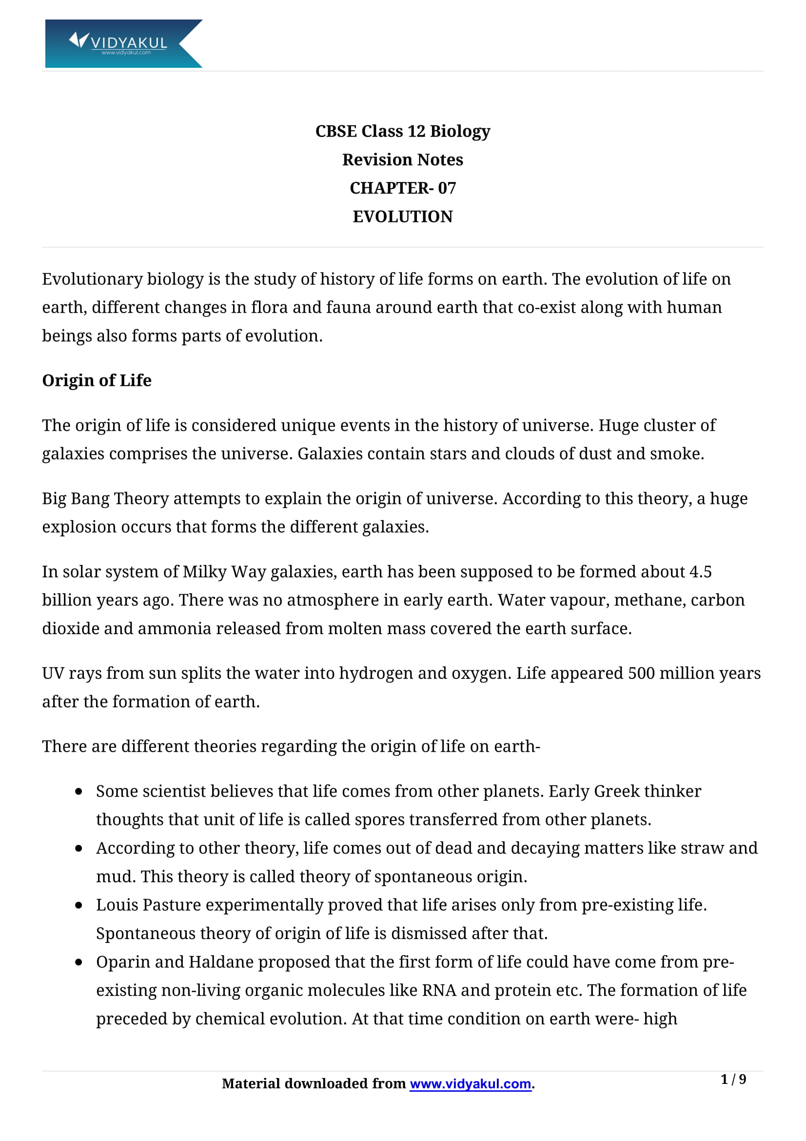 NCERT Solutions Class 12 Biology Chapter 7 - Evolution