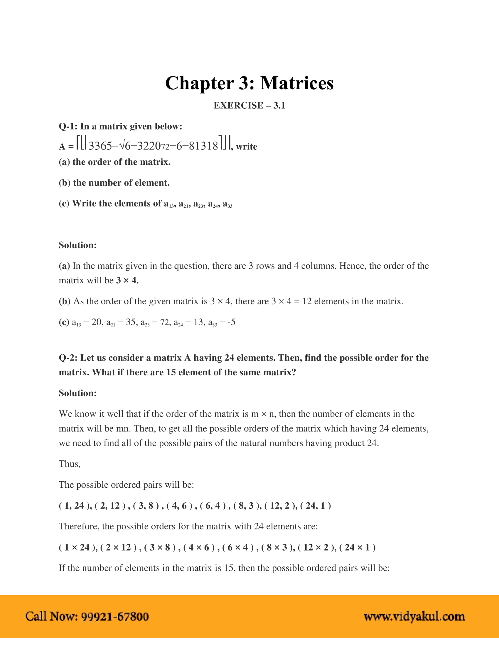 Class 12th Math Matrices NCERT Solution CBSE 2023