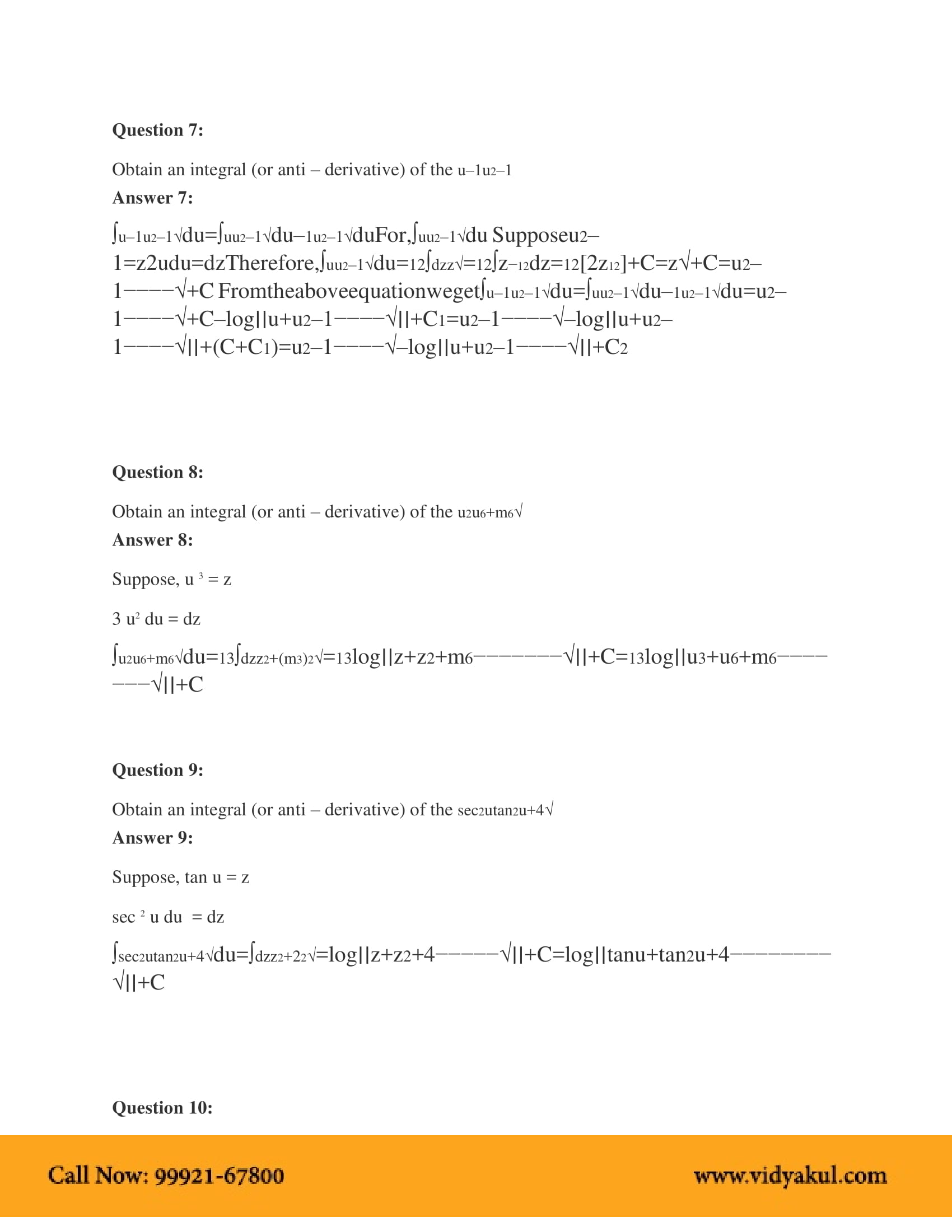 Class 12th Math Integrals NCERT Solution CBSE 2023
