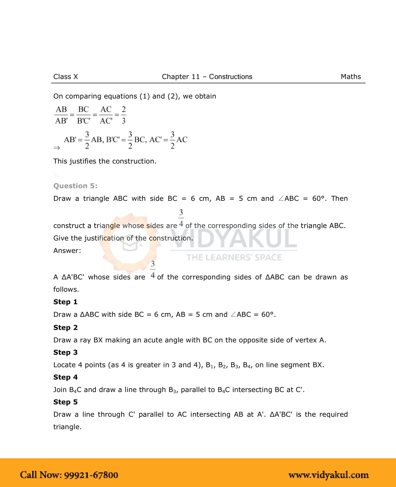 Class 10th Math Constructions NCERT Solution CBSE 2023