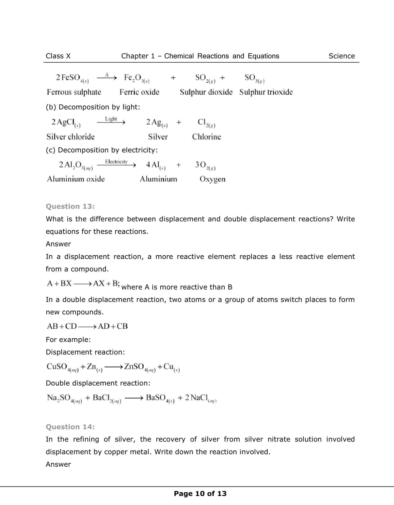 NCERT Solutions For Class 10 Science Chapter 1 Chemical Reactions Part-10