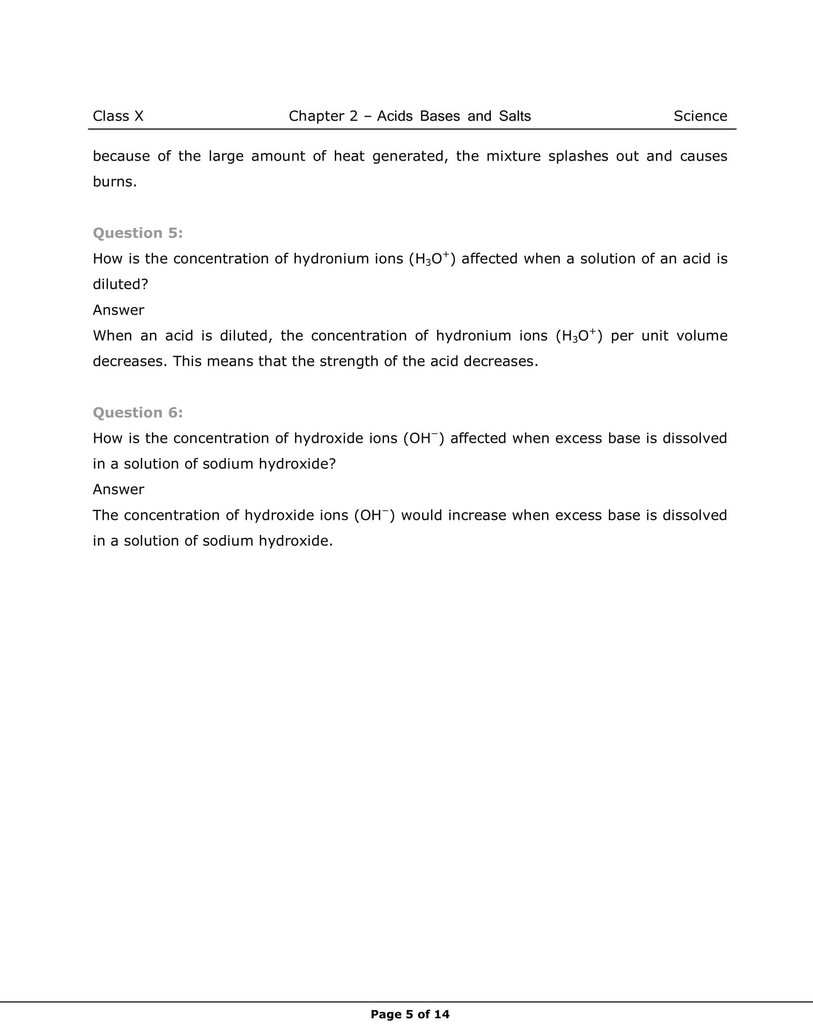 NCERT Solutions For Class 10 Science Chapter 2 Acids, Bases and Salts Part-5