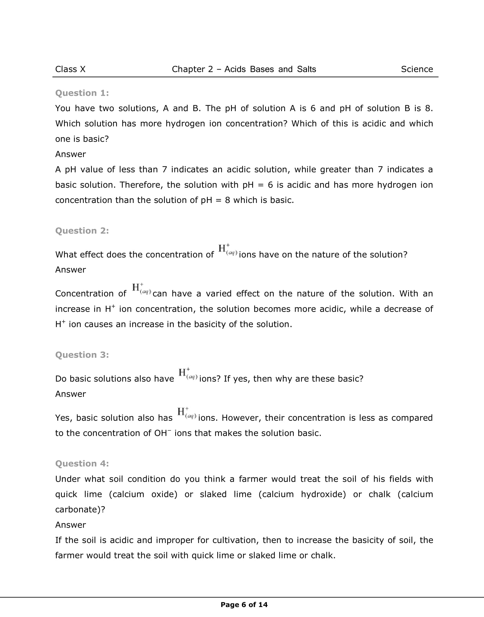 NCERT Solutions For Class 10 Science Chapter 2 Acids, Bases and Salts Part-6