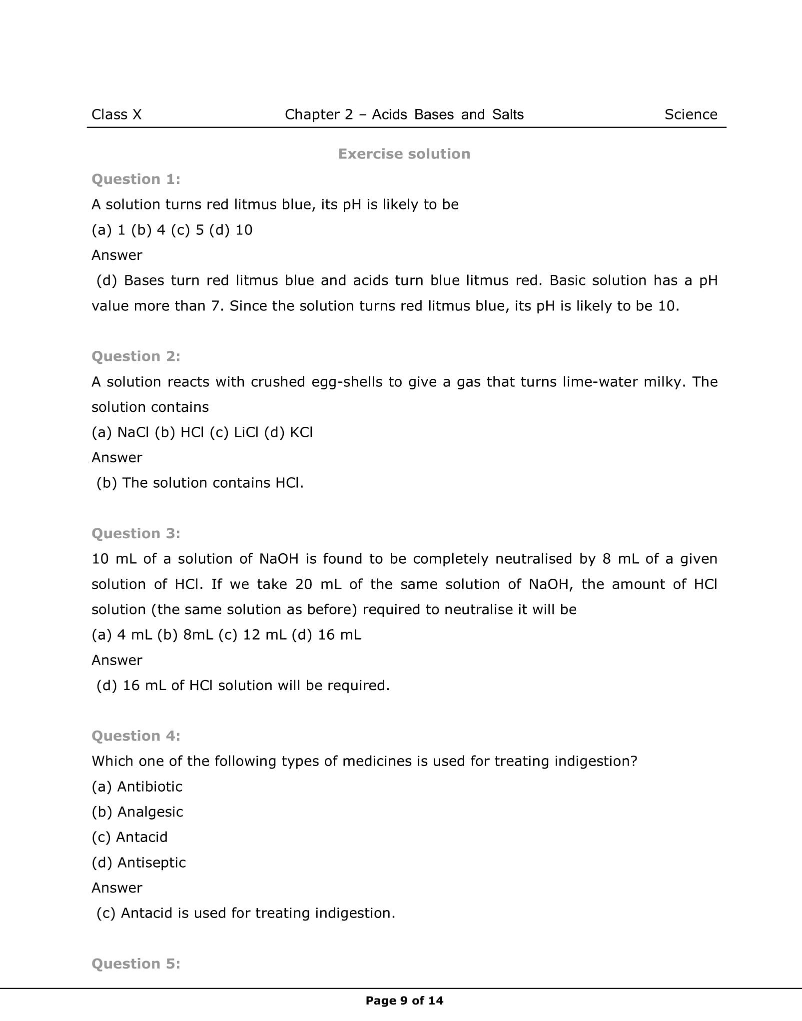 NCERT Solutions For Class 10 Science Chapter 2 Acids, Bases and Salts Part-9