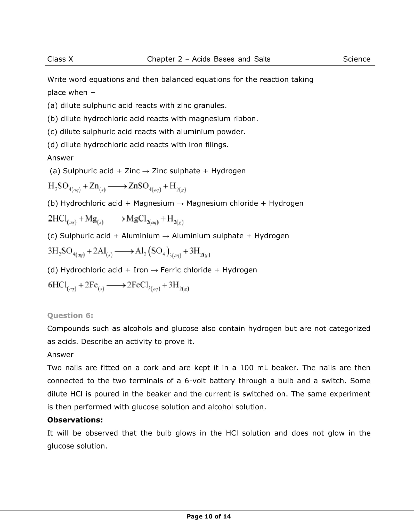 NCERT Solutions For Class 10 Science Chapter 2 Acids, Bases and Salts Part-10