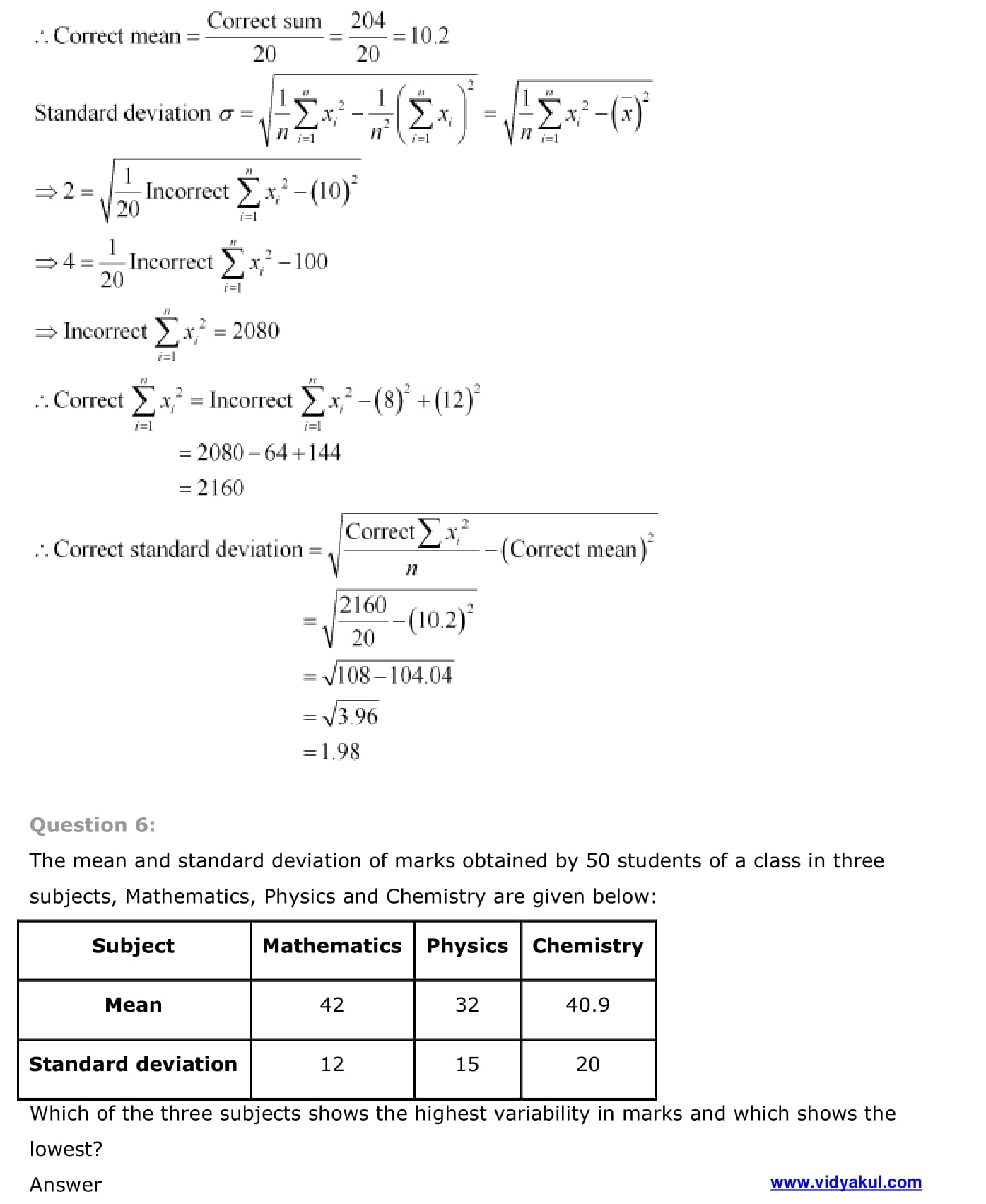 class 11 maths ncert solutions statistics
