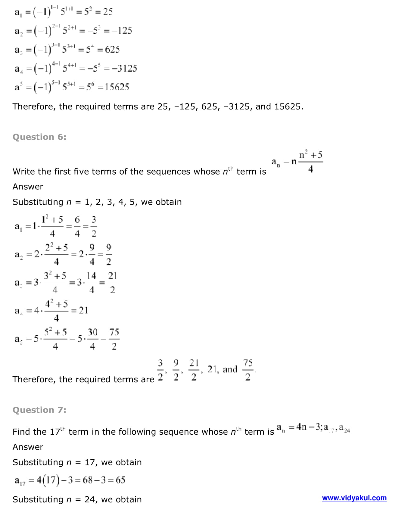 class 11 maths solutions sequence and series