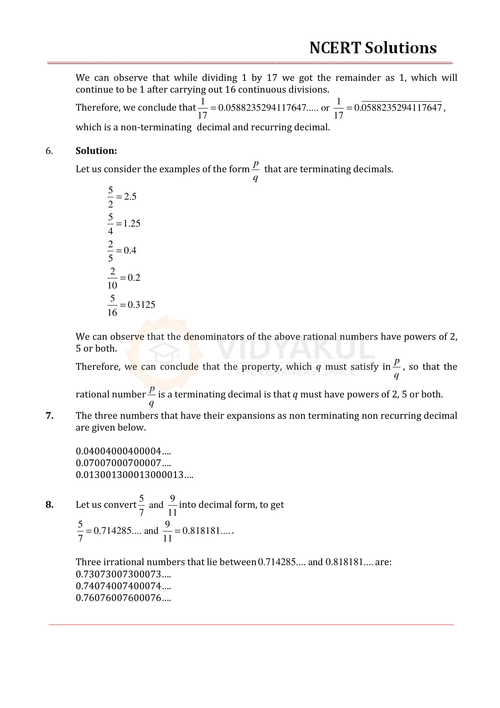 NCERT Solutions For Class 9 Maths Chapter 1