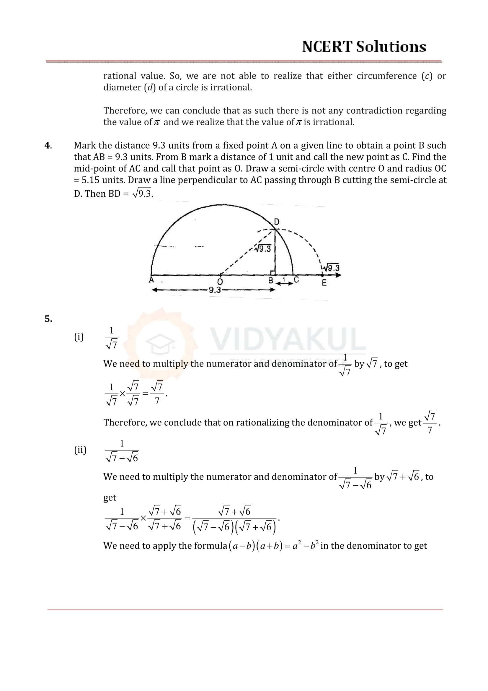 NCERT Solutions For Class 9 Maths Chapter 1