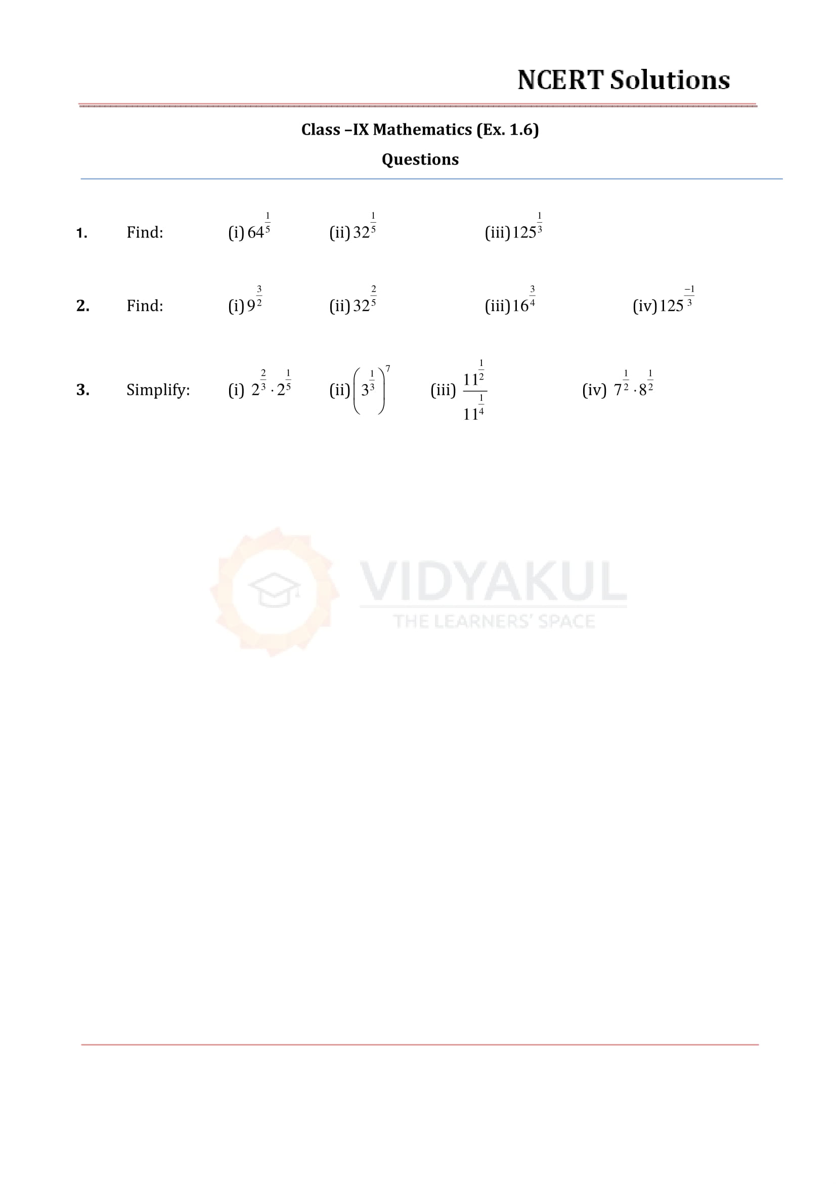 NCERT Solutions For Class 9 Maths Chapter 1