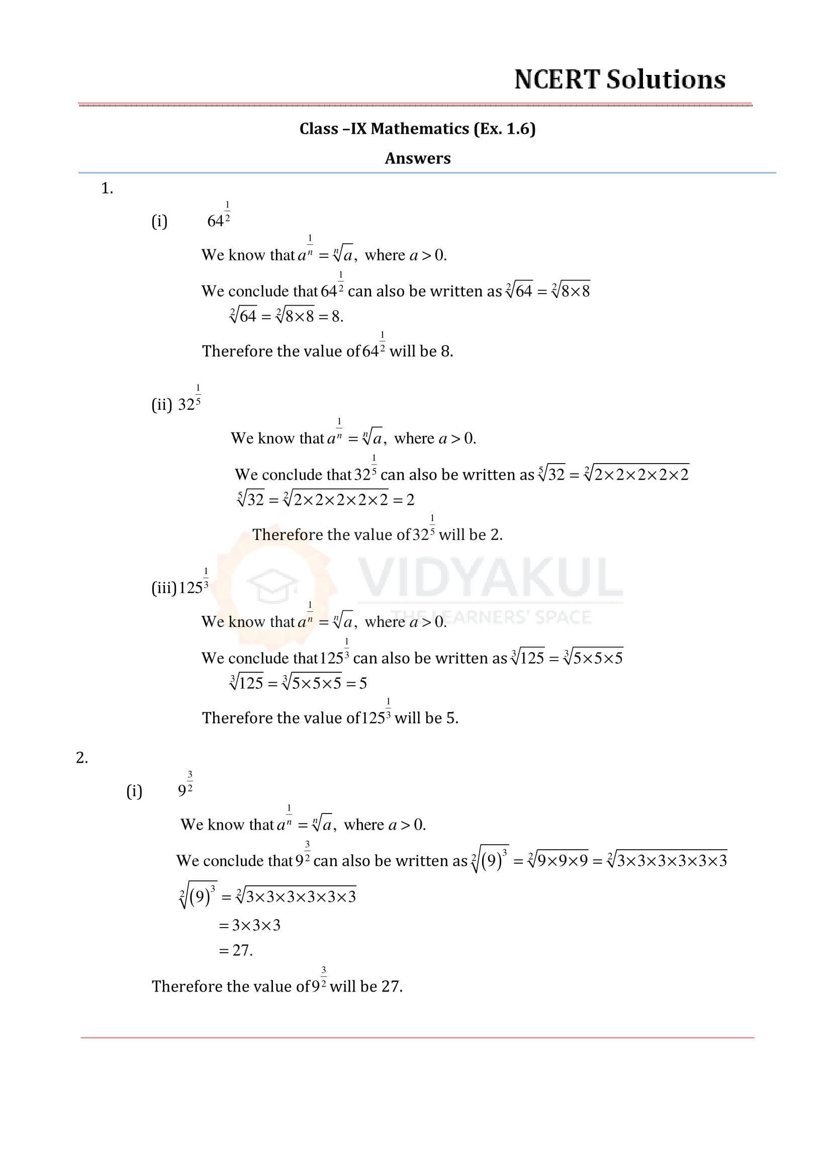 NCERT Solutions For Class 9 Maths Chapter 1