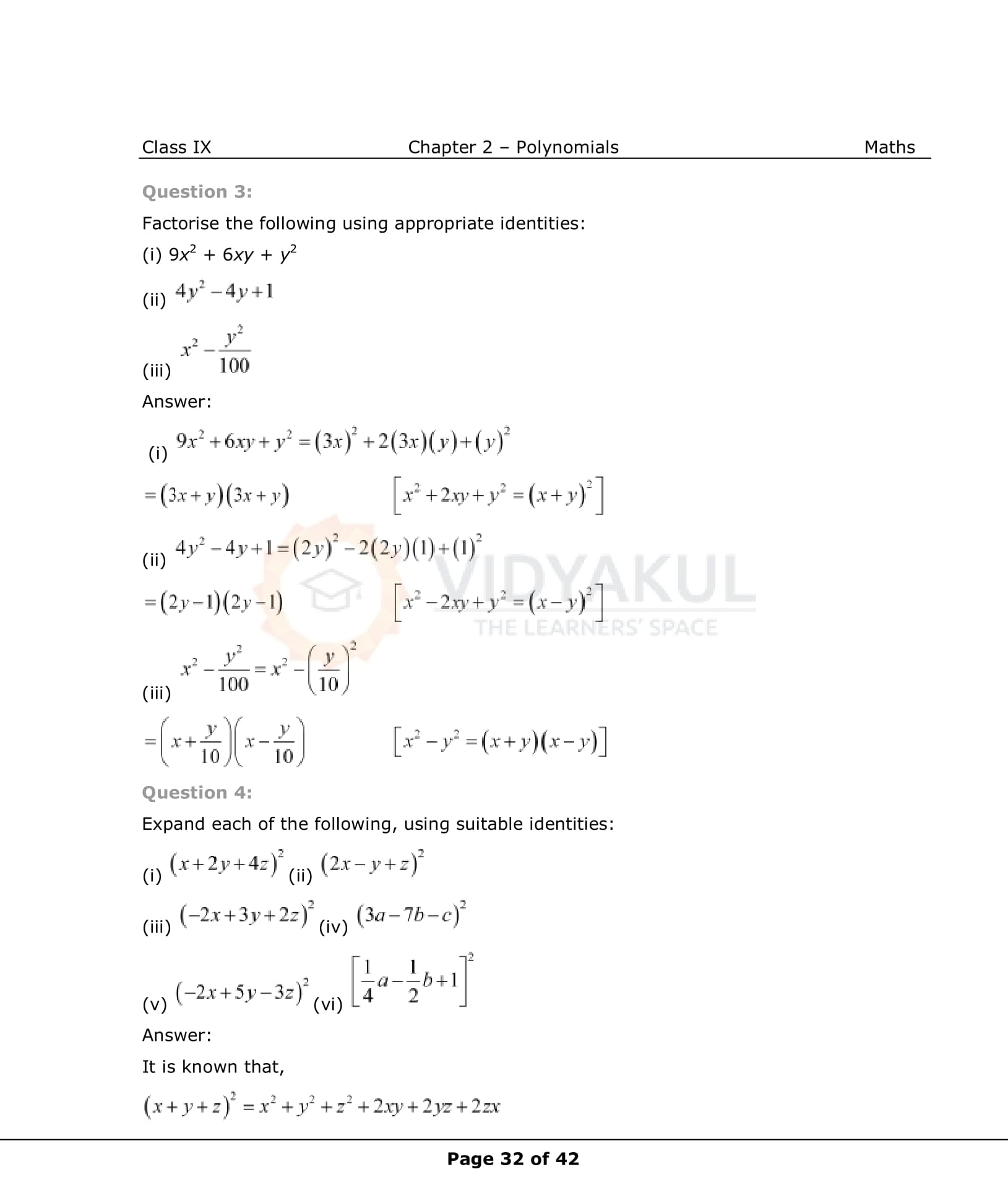 Ncert Solutions For Class 9 Maths Chapter 2 Vidyakul