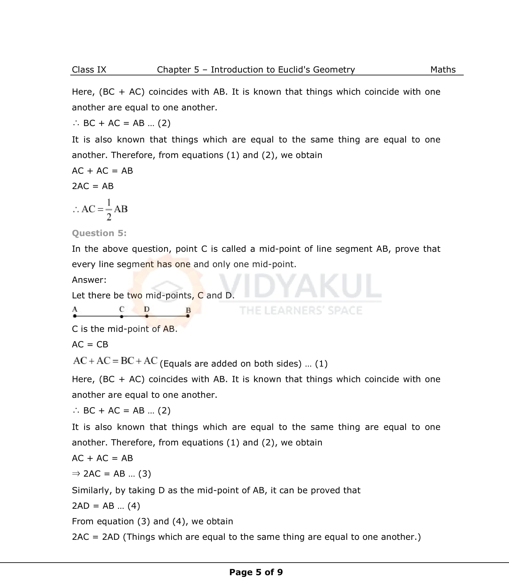 NCERT Solutions For Class 9 Maths Chapter 5