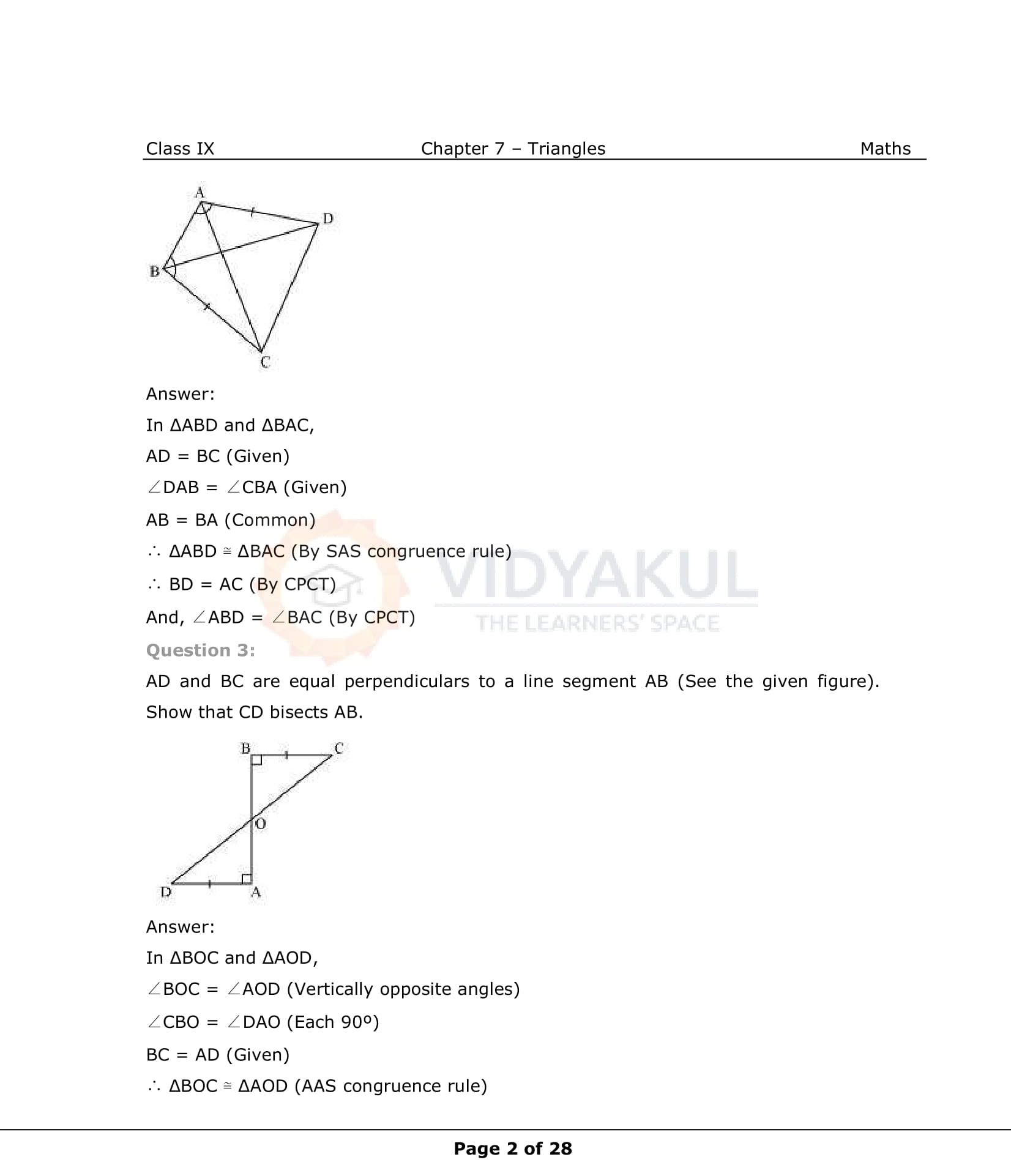 NCERT Solutions For Class 9 Maths Chapter 7