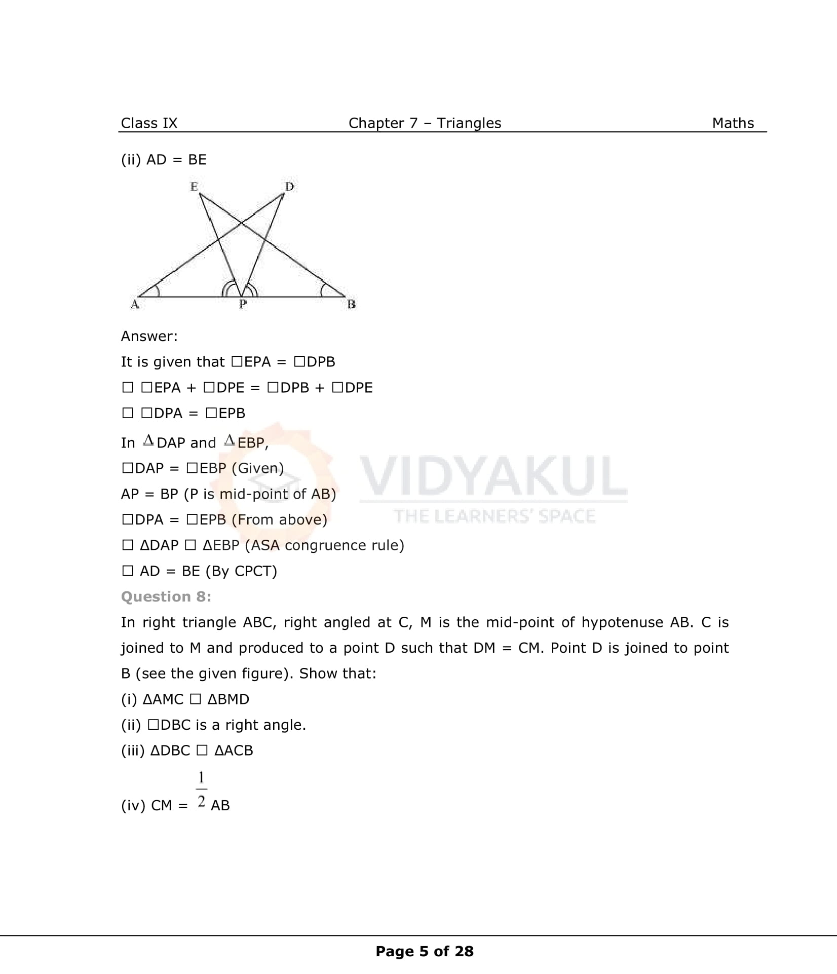 NCERT Solutions For Class 9 Maths Chapter 7