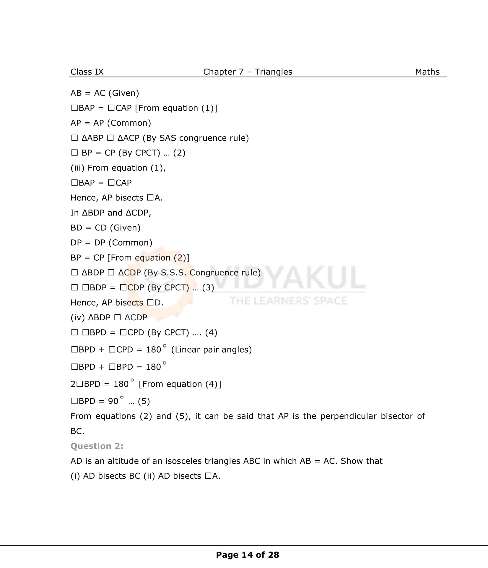 NCERT Solutions For Class 9 Maths Chapter 7