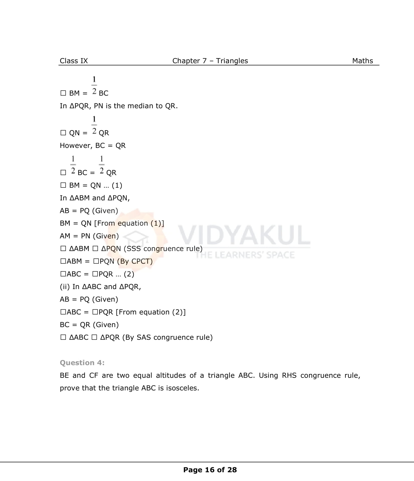 NCERT Solutions For Class 9 Maths Chapter 7