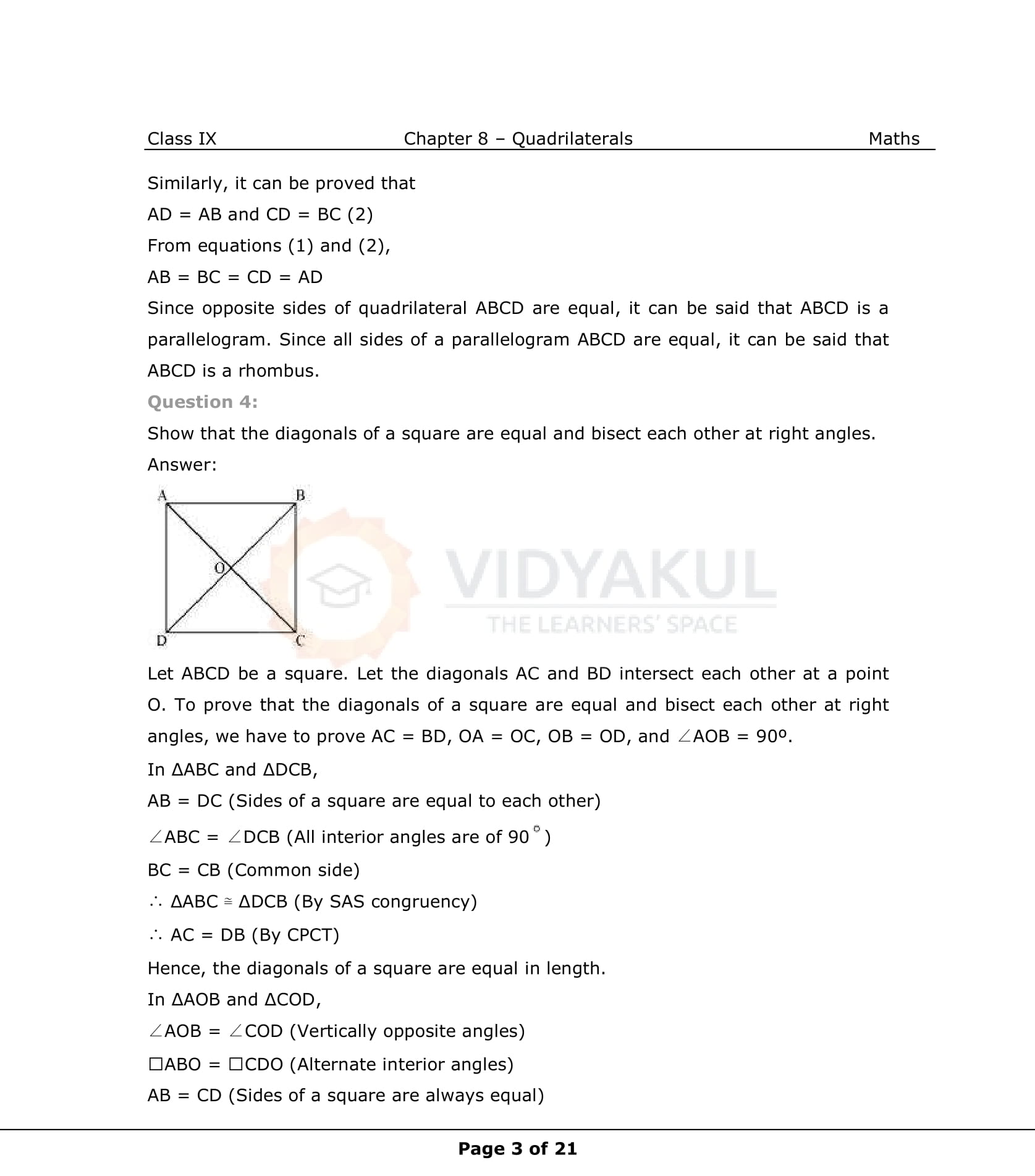 NCERT Solutions For Class 9 Maths Chapter 8