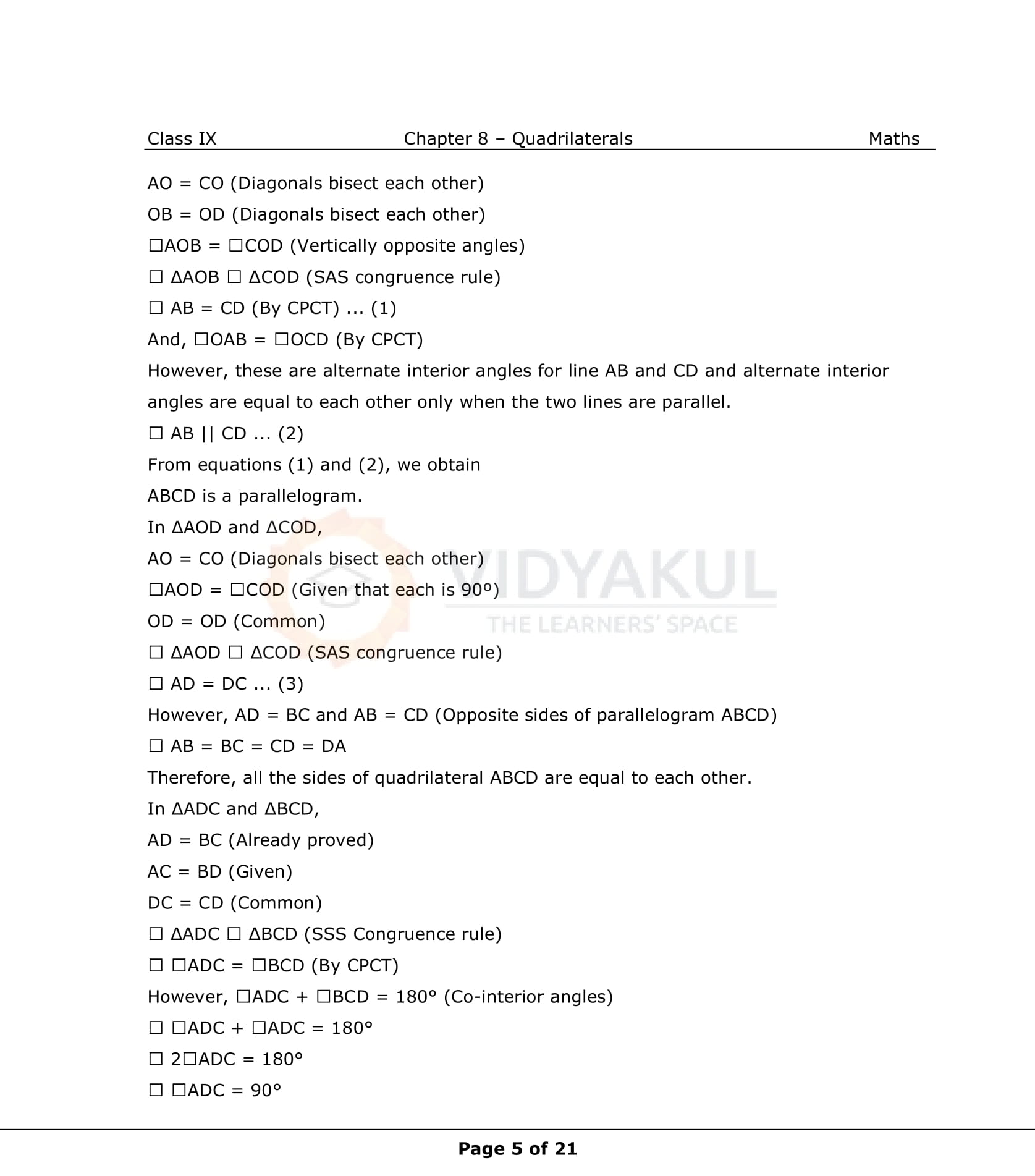 NCERT Solutions For Class 9 Maths Chapter 8