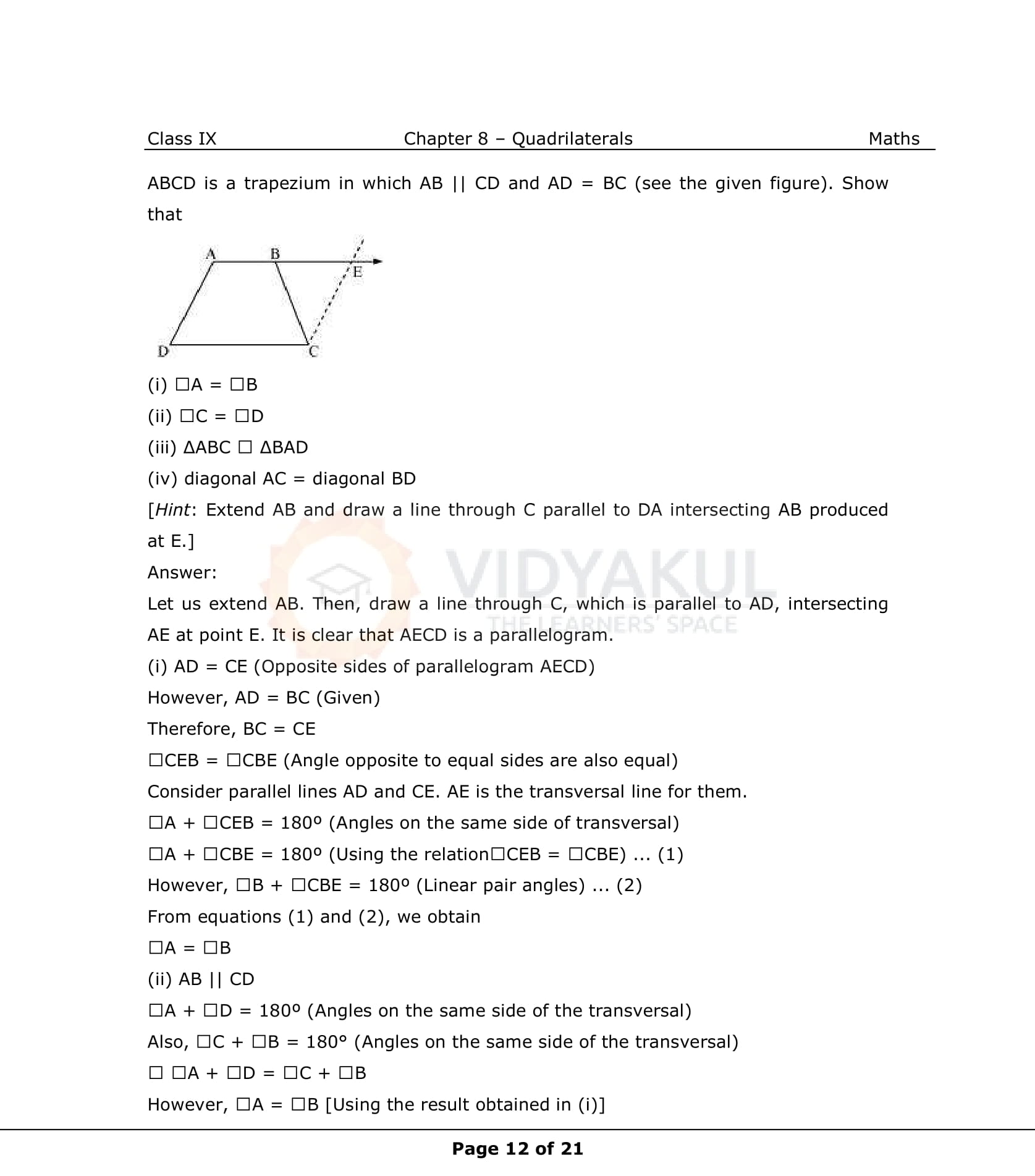 NCERT Solutions For Class 9 Maths Chapter 8