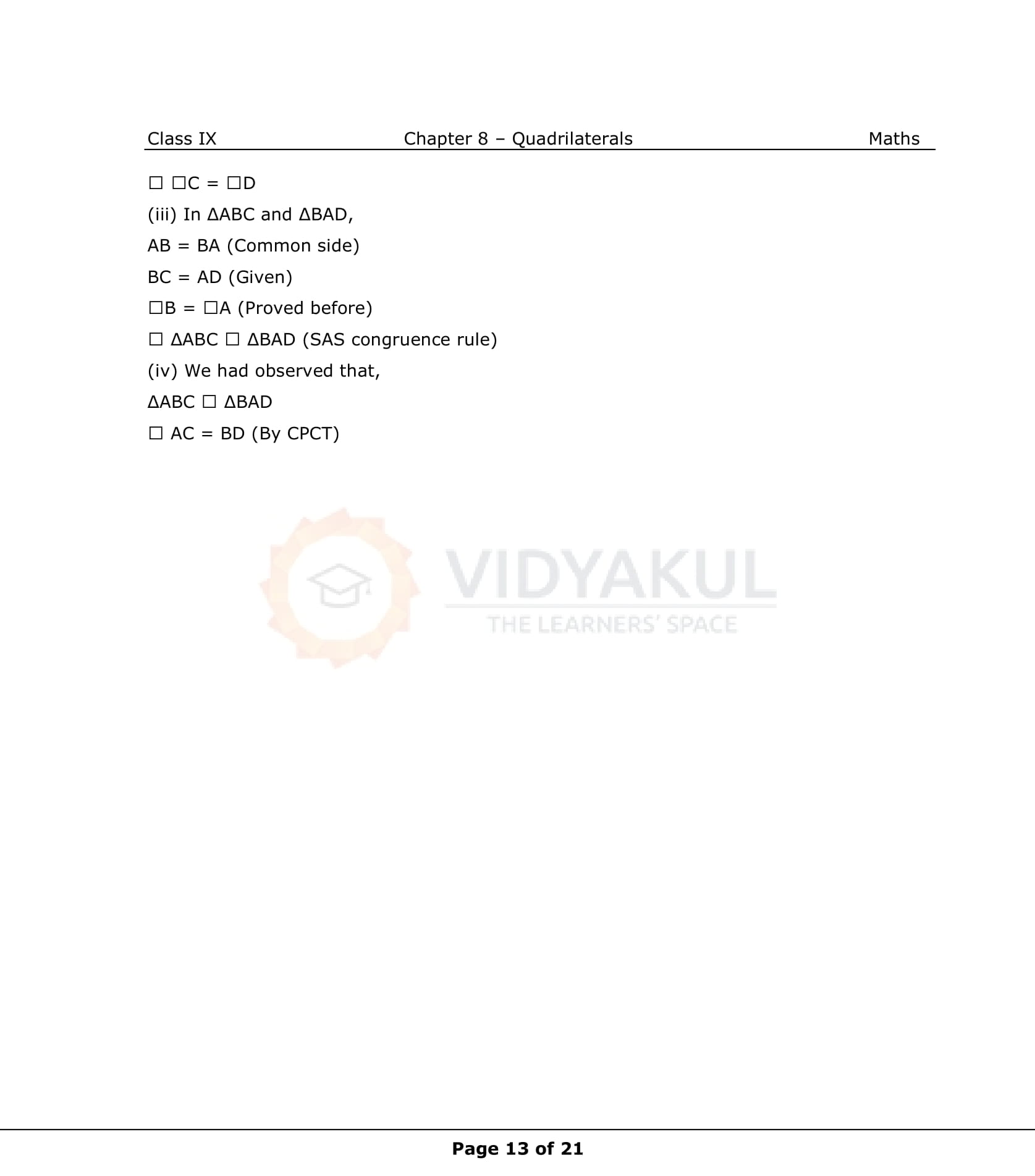 NCERT Solutions For Class 9 Maths Chapter 8