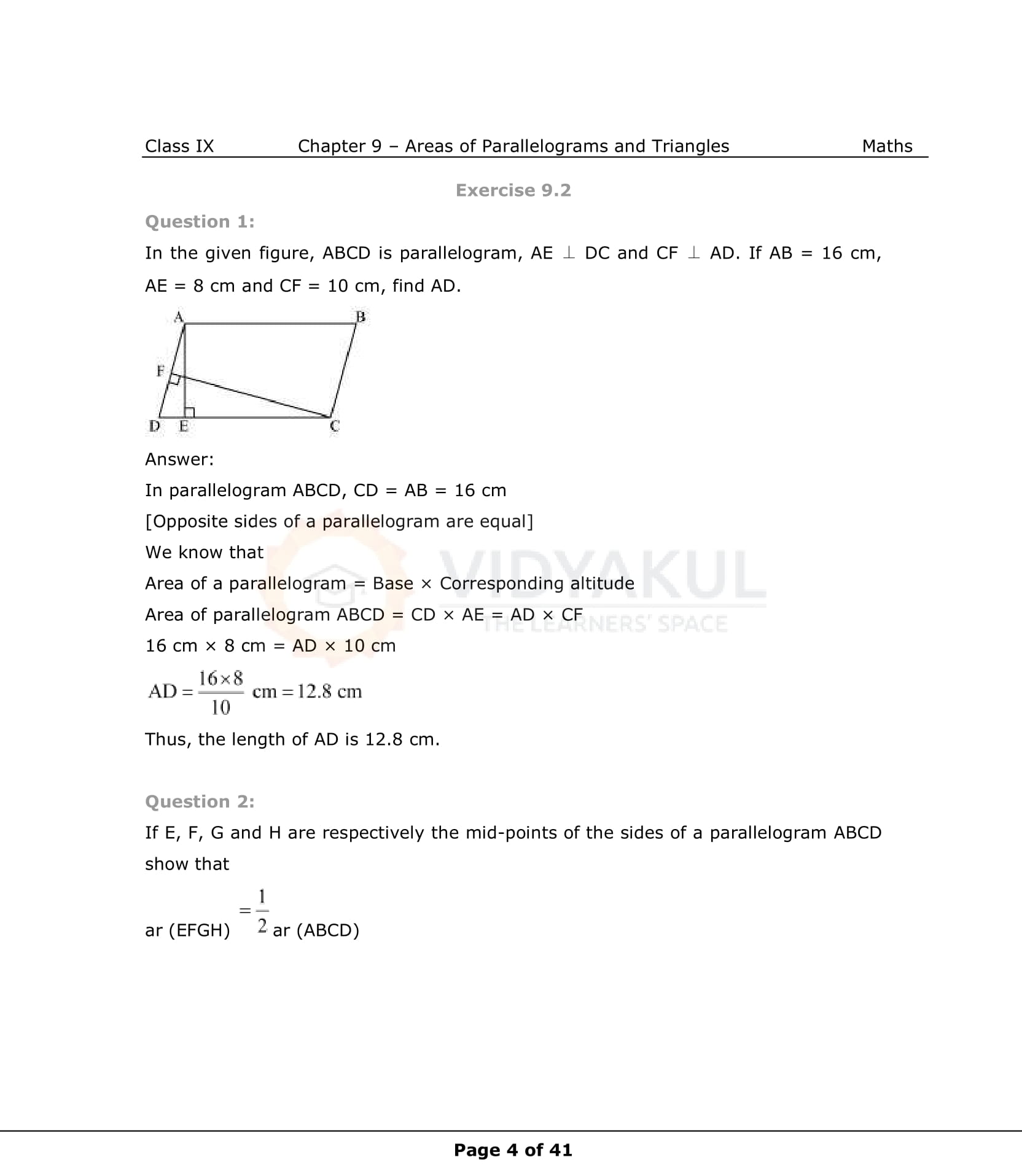 NCERT Solutions For Class 9 Maths Chapter 9