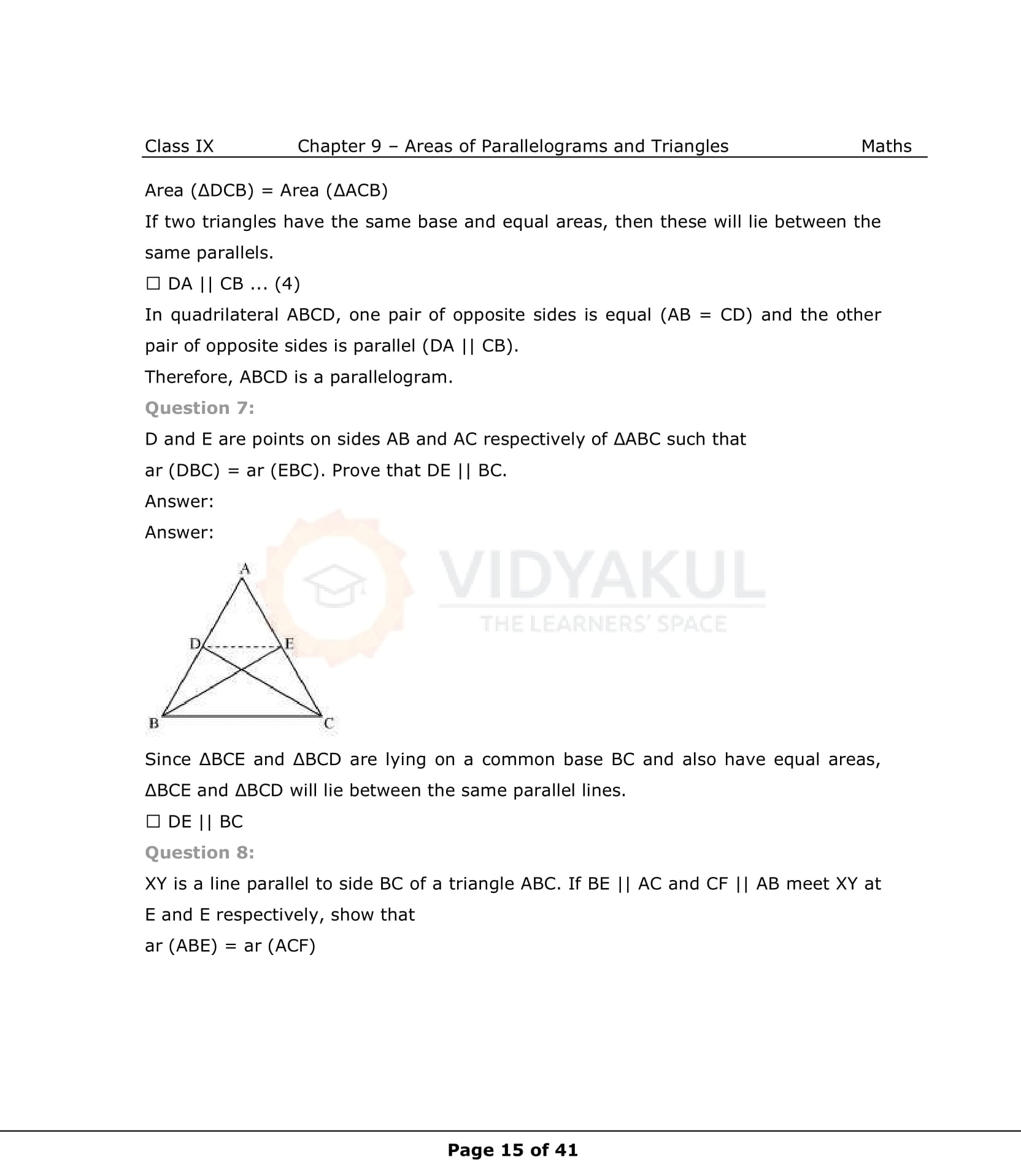 NCERT Solutions For Class 9 Maths Chapter 9