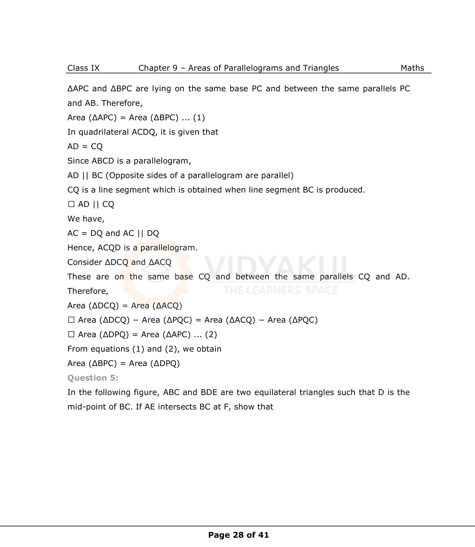NCERT Solutions For Class 9 Maths Chapter 9