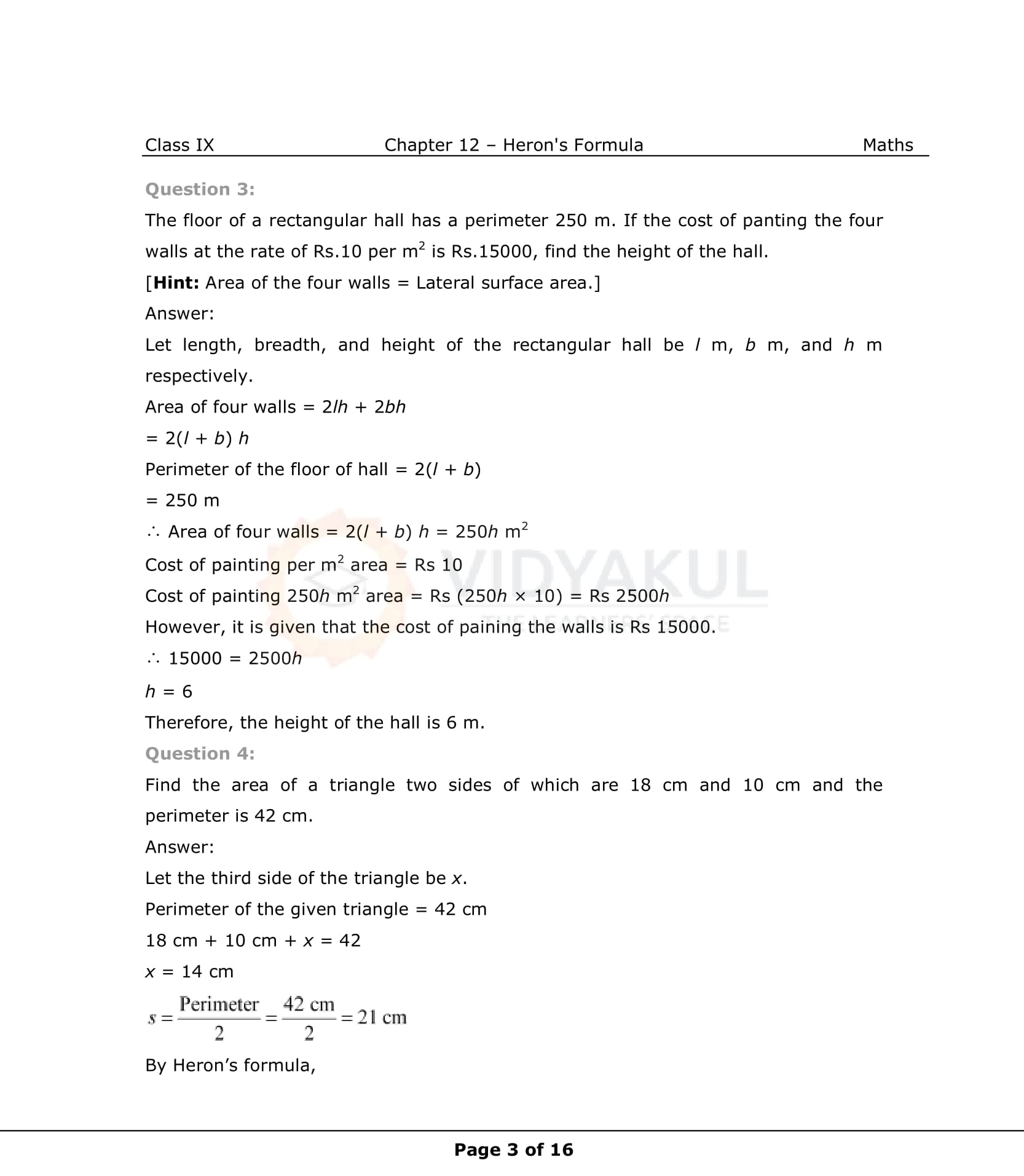 NCERT Solutions For Class 9 Maths Chapter 12