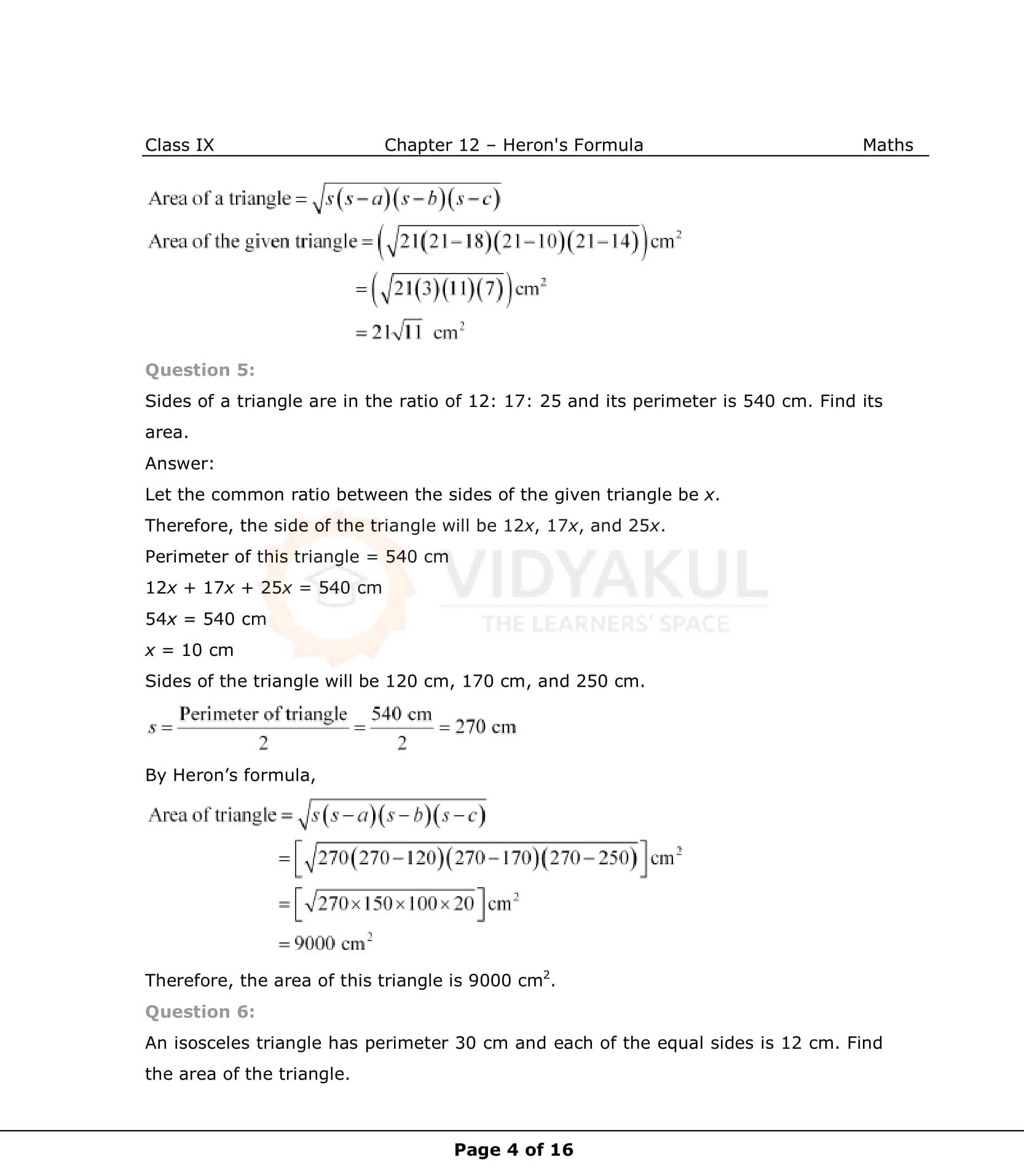 NCERT Solutions For Class 9 Maths Chapter 12