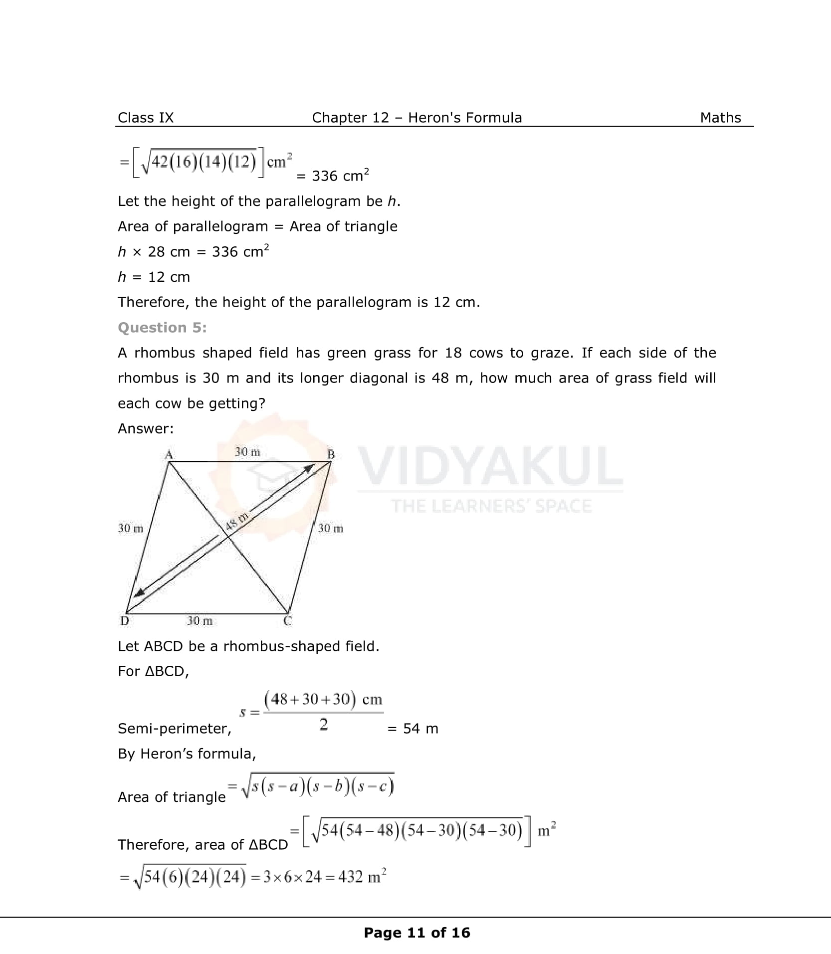 NCERT Solutions For Class 9 Maths Chapter 12
