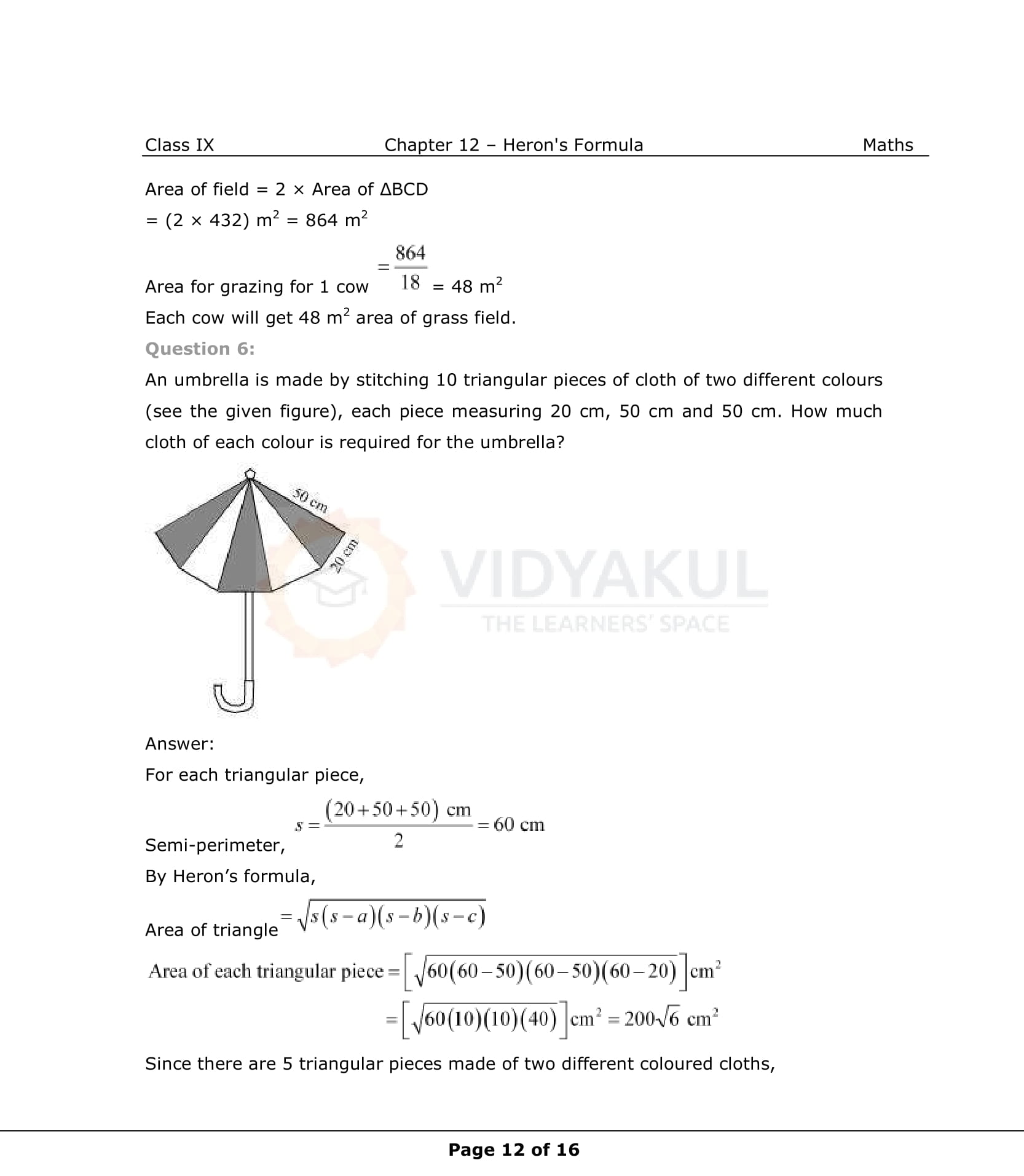 NCERT Solutions For Class 9 Maths Chapter 12