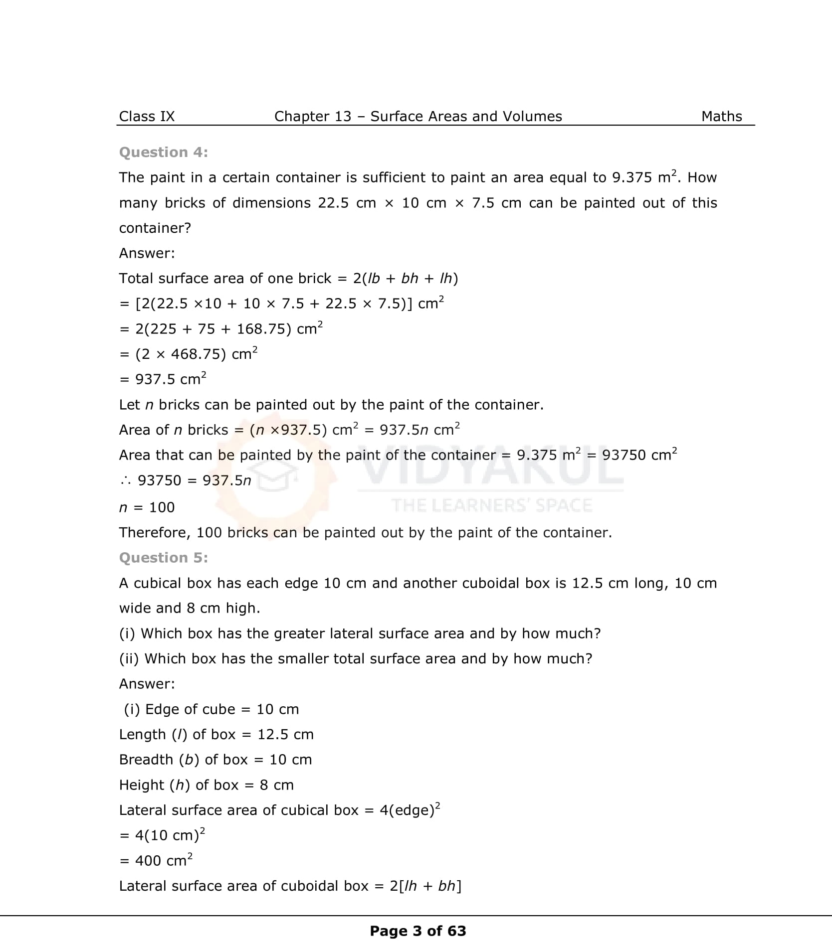 NCERT Solutions For Class 9 Maths Chapter 13