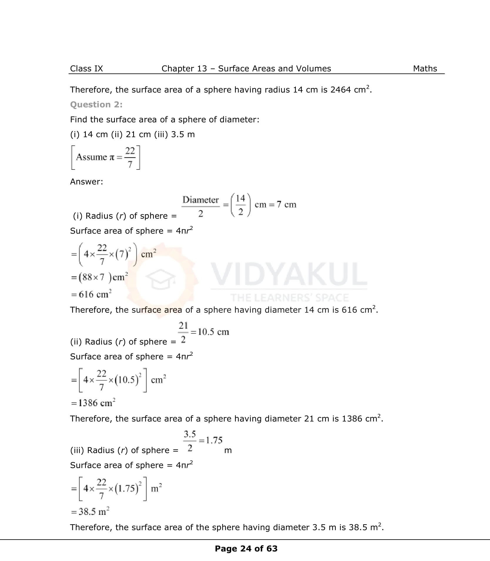 NCERT Solutions For Class 9 Maths Chapter 13