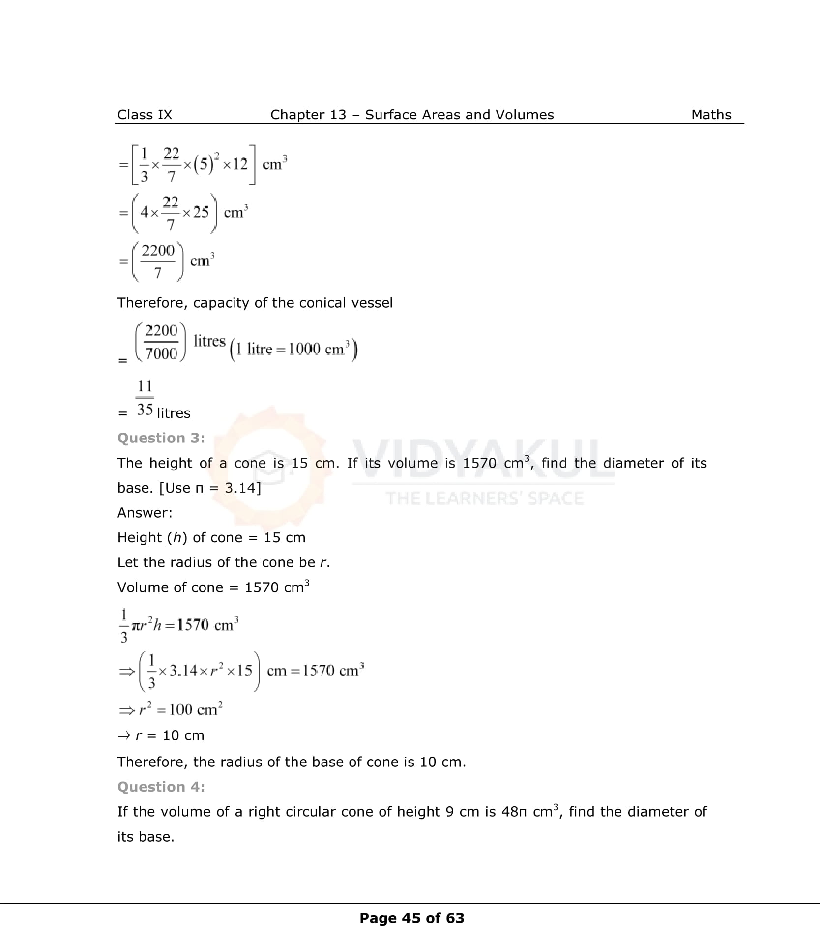 NCERT Solutions For Class 9 Maths Chapter 13