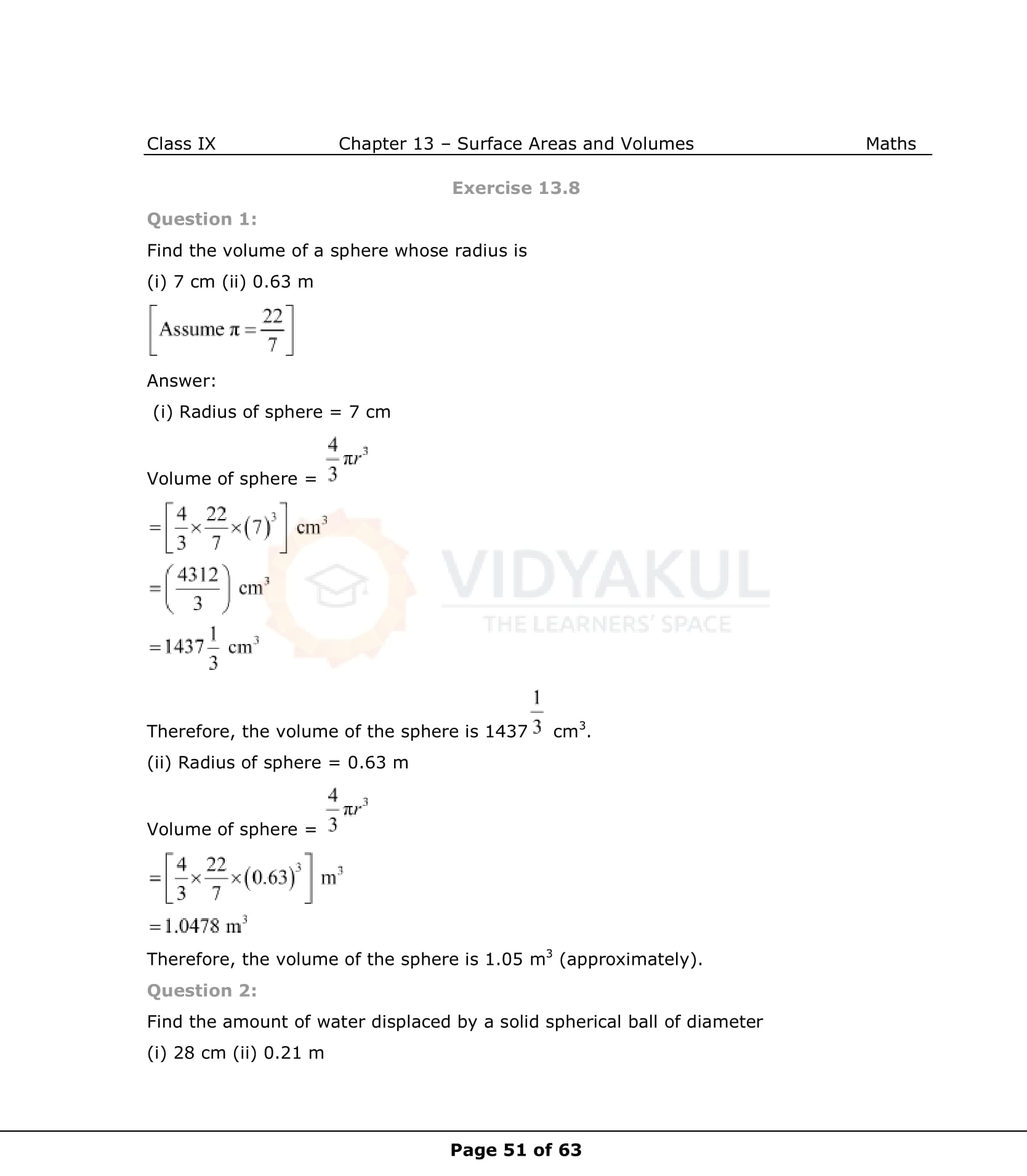 NCERT Solutions For Class 9 Maths Chapter 13